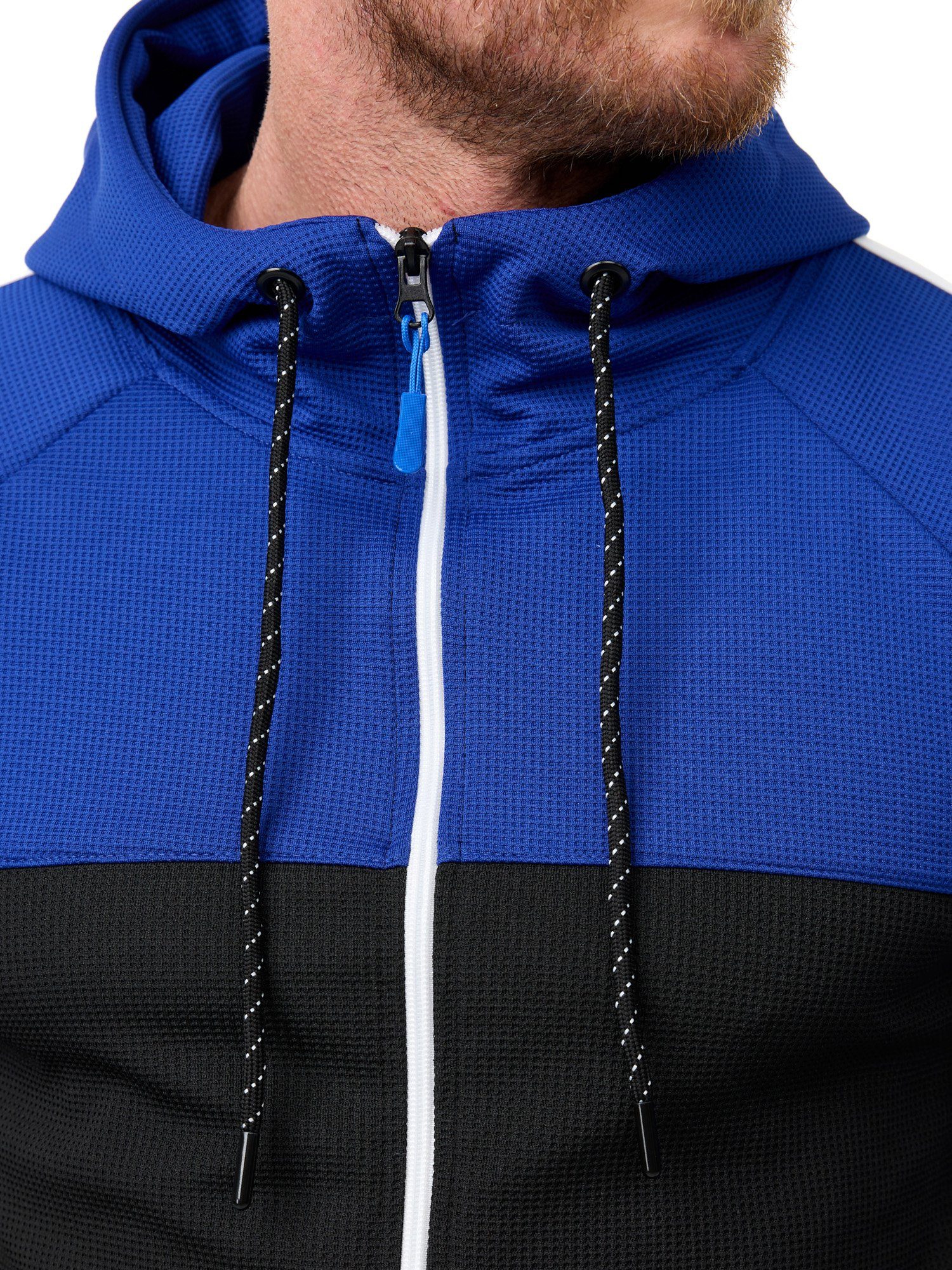 L.gonline Freizeitanzug Herren Jogginganzug Freizeitanzug Sportlich 3750 (Kapuzenjacke mit Reißverschluss, Hose, 2-tlg), mit Streifen