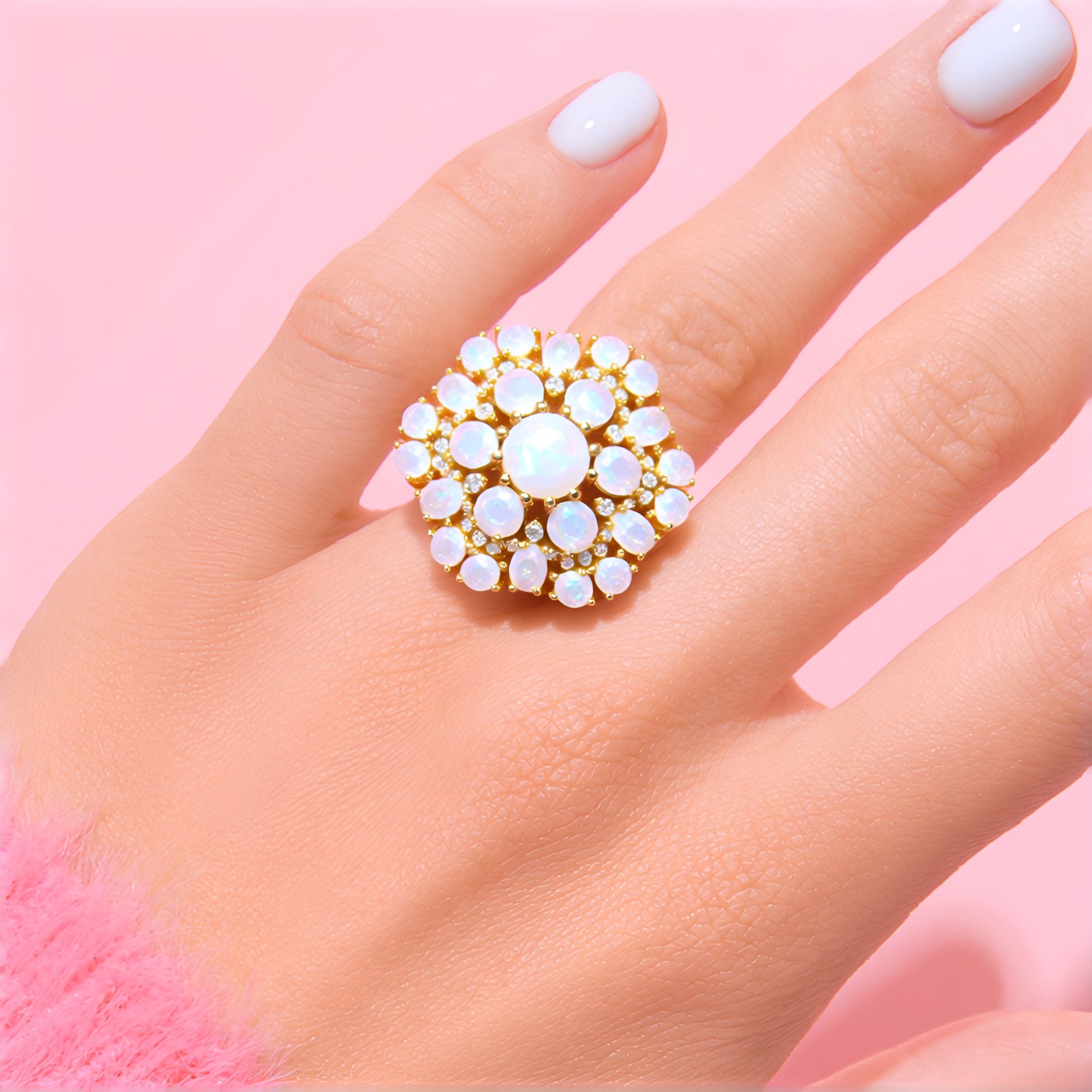 Cavill Silberring Ring aus vergoldetem 925 Sterlingsilber, 3,2 ct Opal, Zirkon (1-tlg)