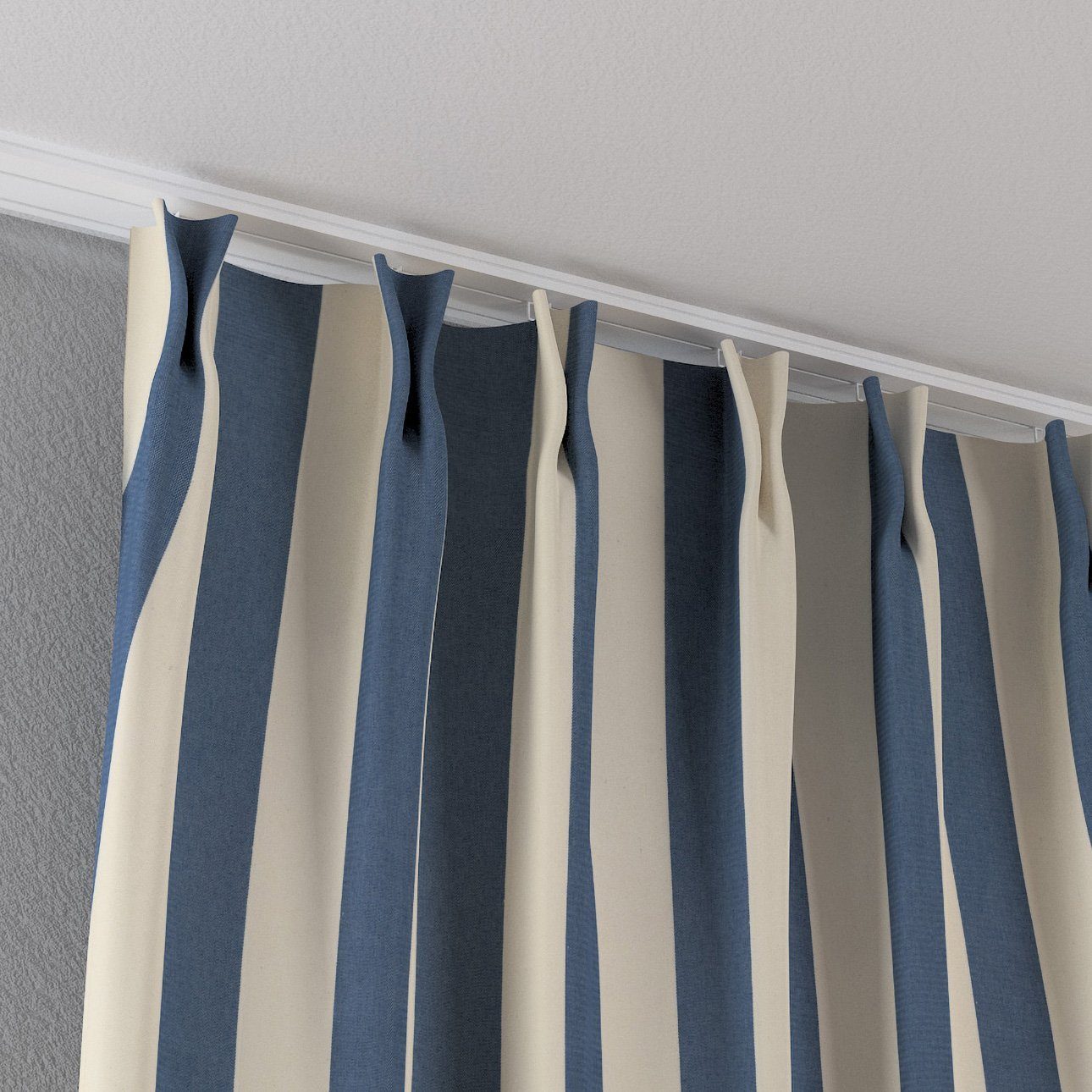 Vorhang Vorhang mit 100 blau-weiß Falten 60 Quadro, x 2-er Dekoria cm, flämischen