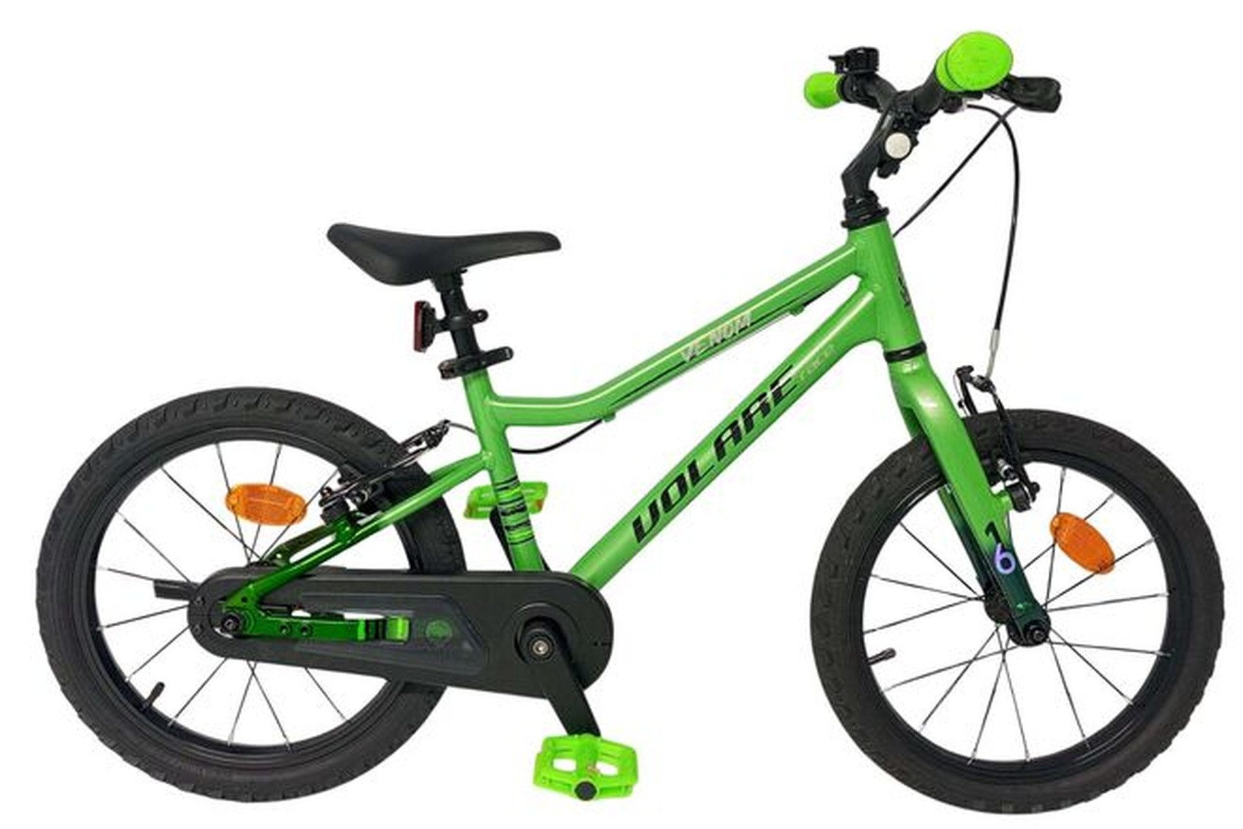 Volare Kinderfahrrad Venom Jungen 14 Zoll Grün mit zwei Handbremsen, sportliches Design, leichtes Aluminium, Reflektoren in den Rädern