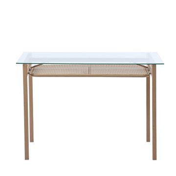 XDeer Esstisch Esstisch mit Stauraum,Tischplatte, Rattan-Design, moderner Esstisch, rechteckiger Esstisch, Kaffee-Freizeittisch
