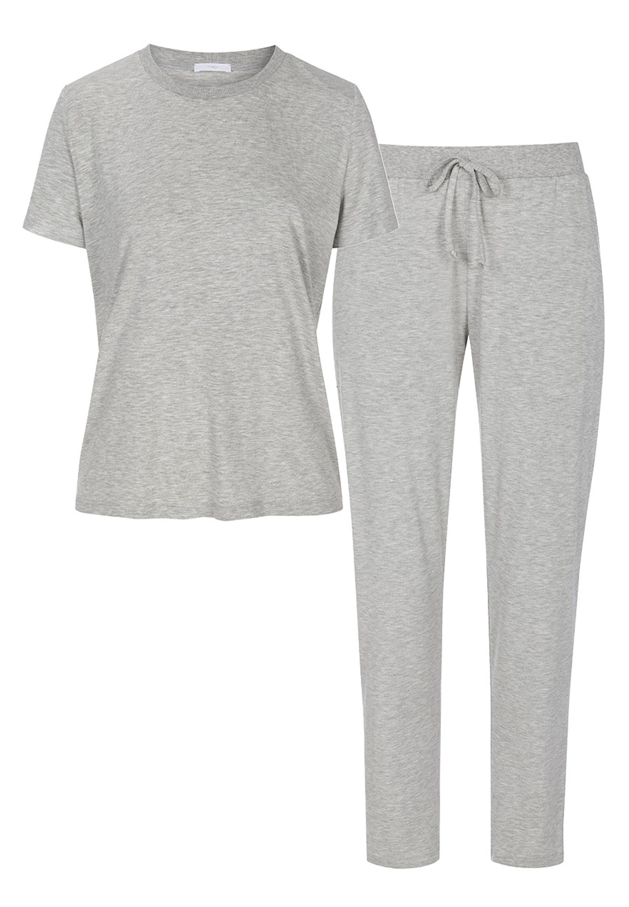 Mey Pyjama Sleepy Lounge T-Shirt Hose (Set, - tlg) 2 melange Grey Schlafanzug Set im lange Easy und &