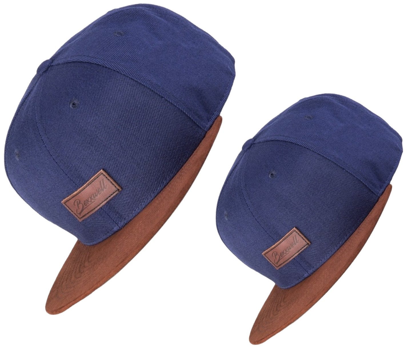 Snapback Cap 2er-Set Partnerlook für Klein und Groß mit Leder-Patch