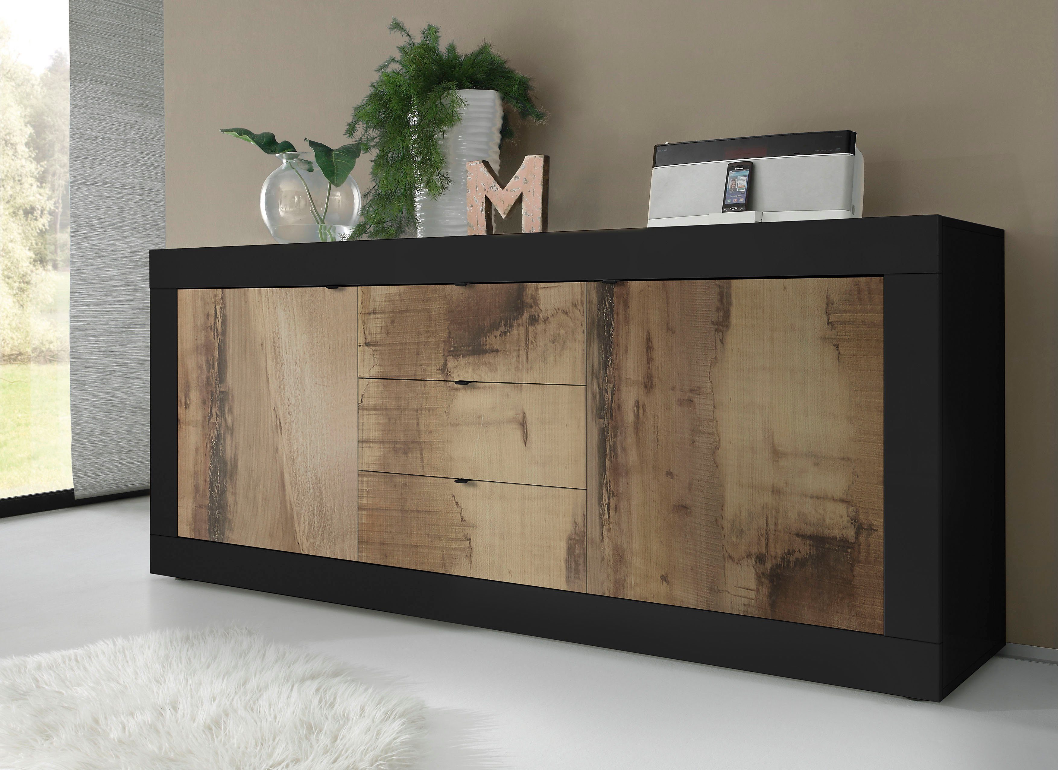 INOSIGN Sideboard Basic Breite 210 cm, Kommode 2 Türen, 3 Schubkästen, Anri günstig online kaufen