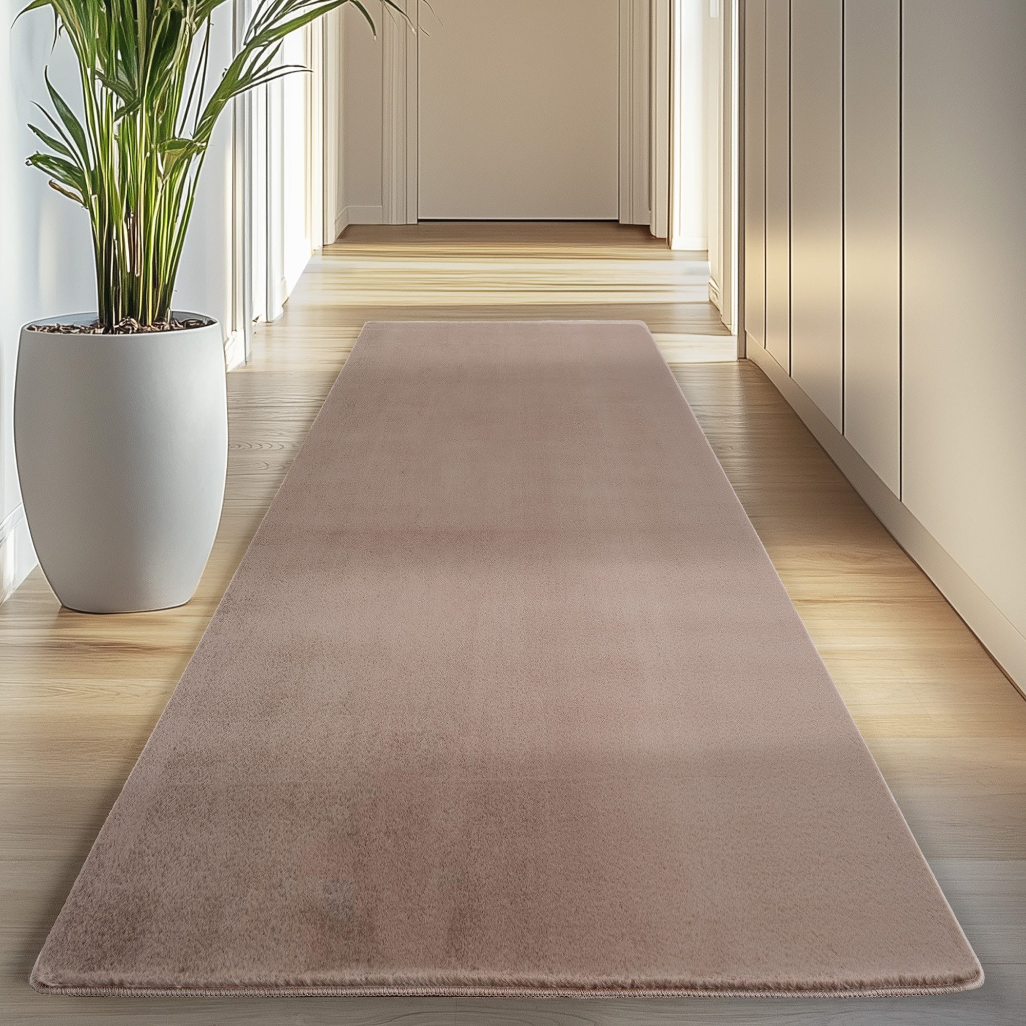 Carpettex Veloursteppich Unicolor - Einfarbig, Läufer, Höhe: 11 mm, Perfekt geeignet für Wohnzimmer, Schlafzimmer,Küche,Kinderzimmer