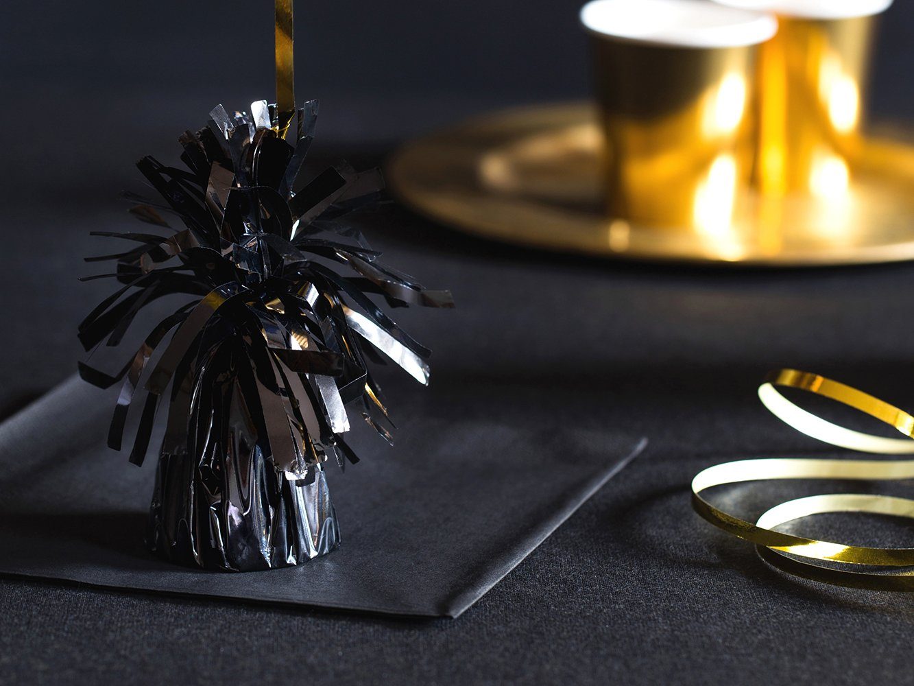 partydeco Aufblasbares Partyzubehör, Gewichte 7cm für Helium Deko 4er Set Schwarz