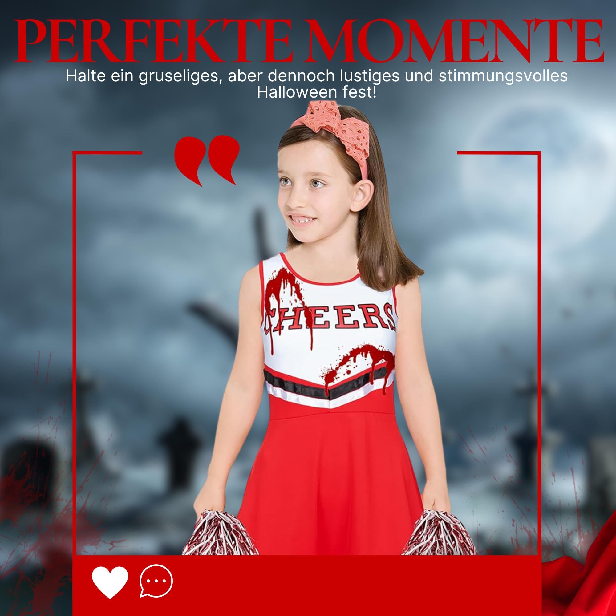 Bundviel Zombie-Kostüm Mädchen Zombie Cheerleader Halloween Kostüm Halloween Partys Outfit