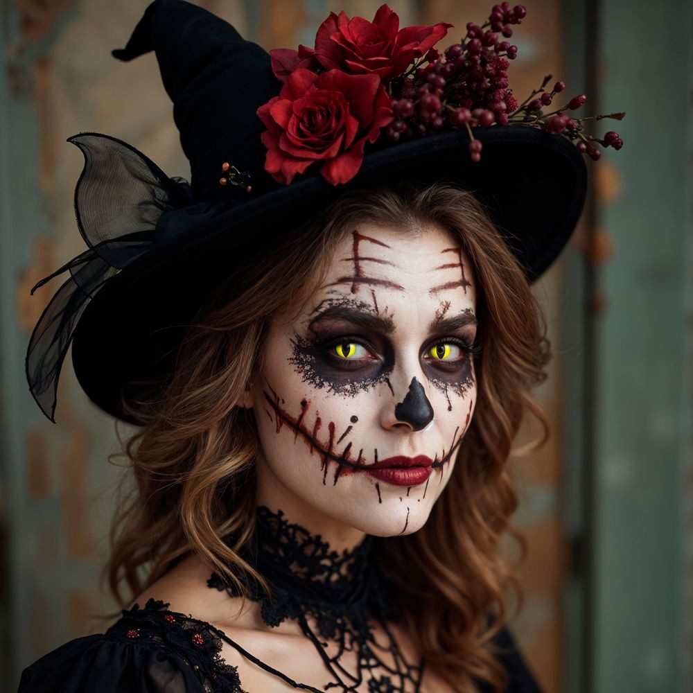 aricona Motivlinsen Farbige Kontaktlinsen Katzenaugen gelbe Farblinsen Karneval Halloween, ohne Stärke, 2 Stück