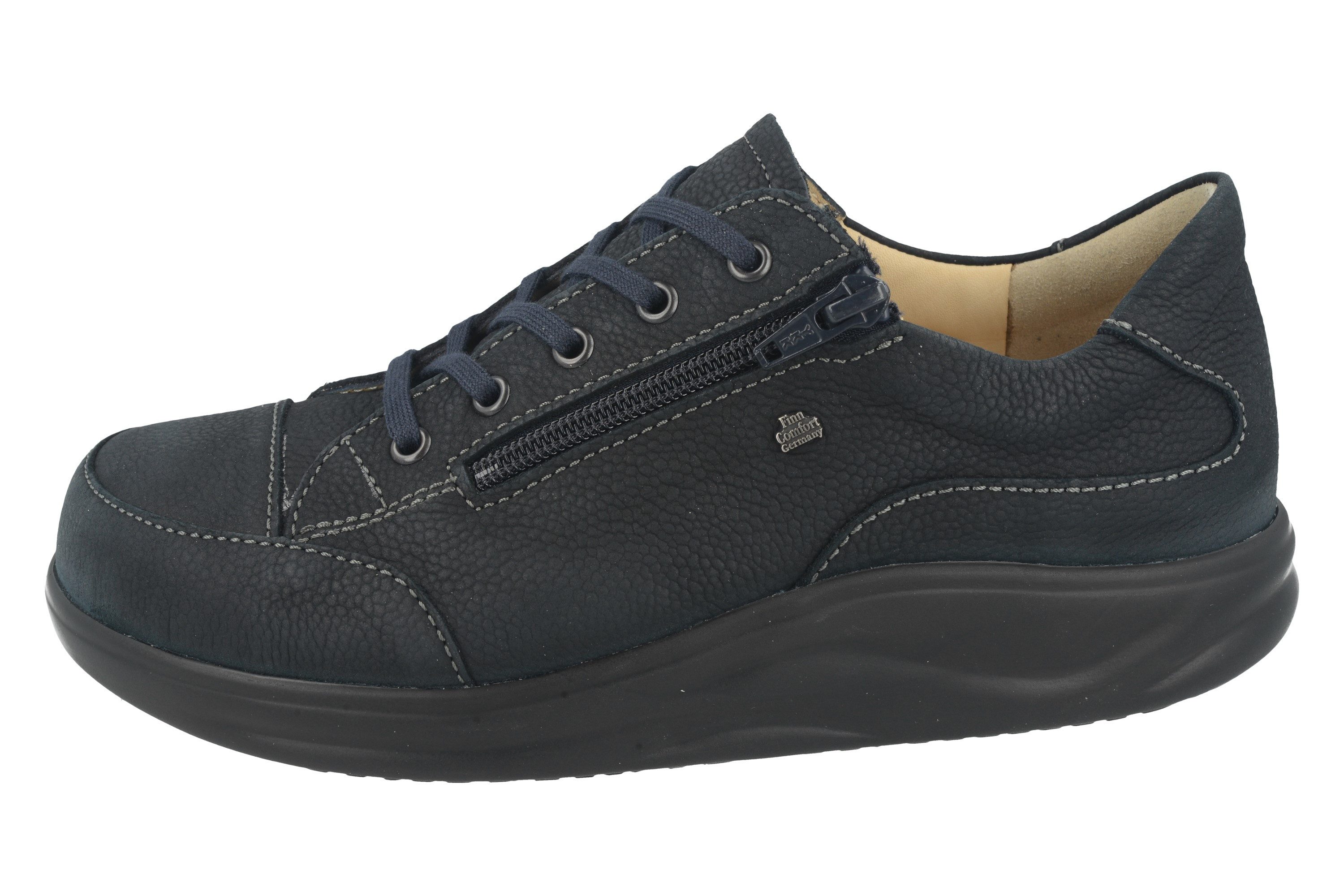 Finn Comfort FINN COMFORT FINNAMIC Hachiouji Damen Schnürschuhe blau genarbtes Schnürschuh Wechselfußbett