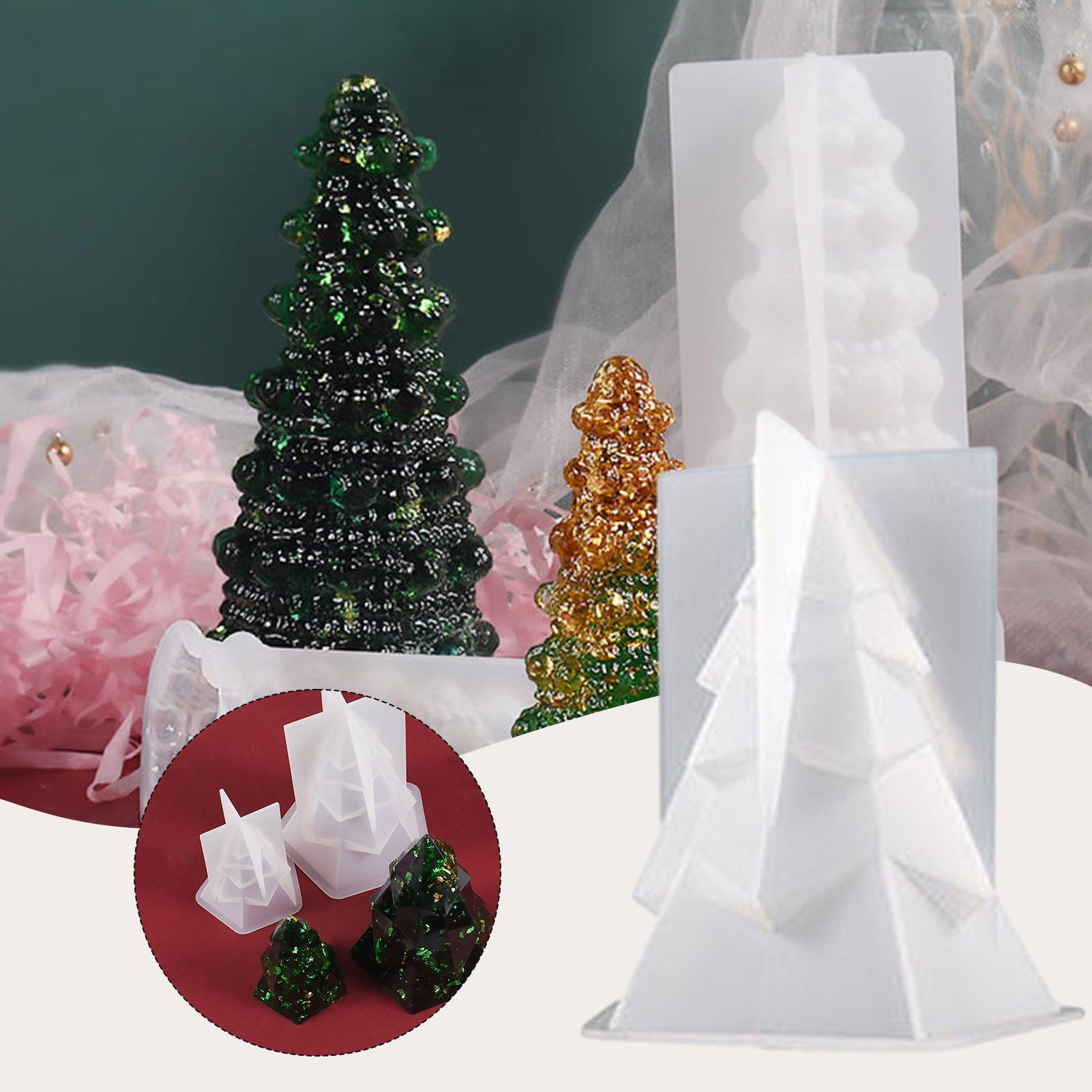 Personalisierbar, Weihnachtsbaumform, Silikonform Blusmart S Einfache, 3D-Kerzenform origami In Silikonform tree