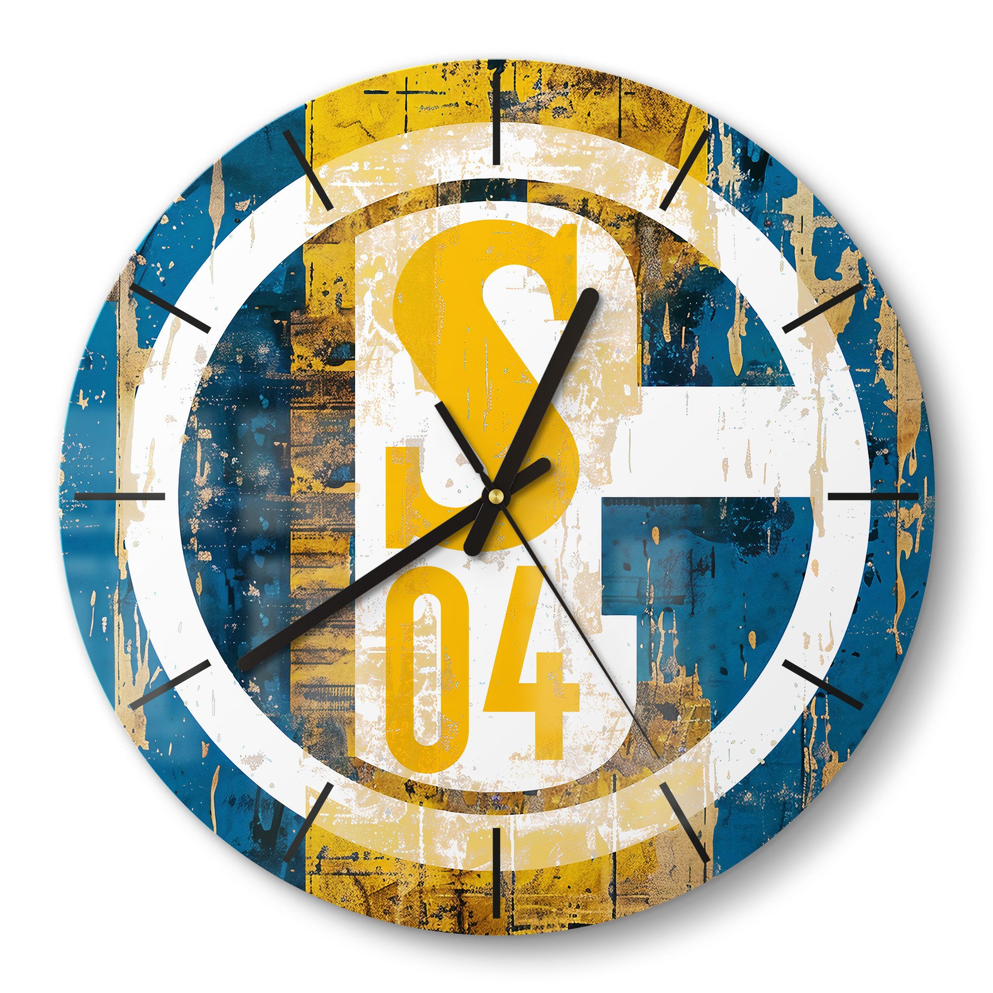 DEQORI Wanduhr 'Wappen Schalke 04' (Glas Glasuhr modern Wand Uhr Design Küchenuhr)
