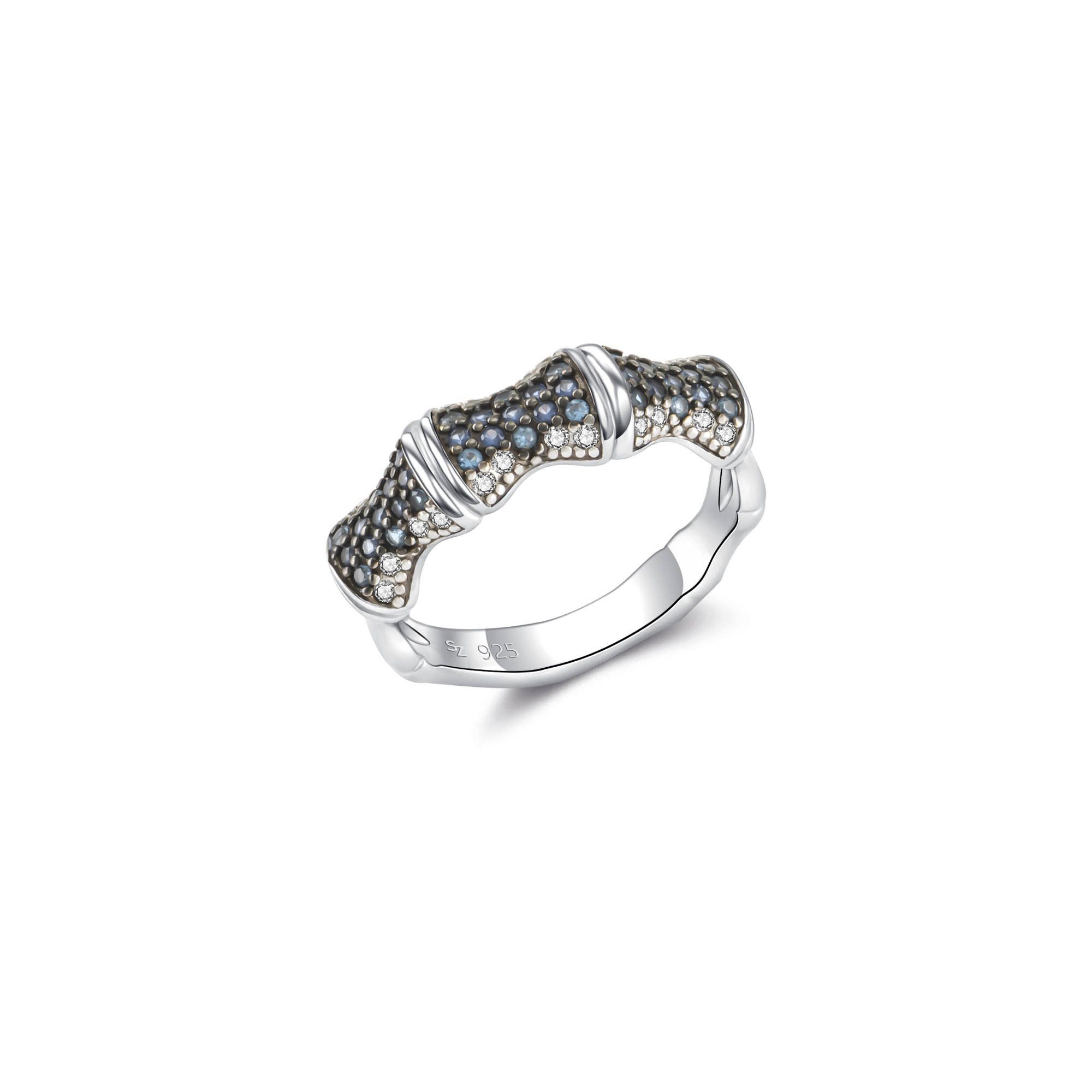 Silberring Saphire Bambus Ring