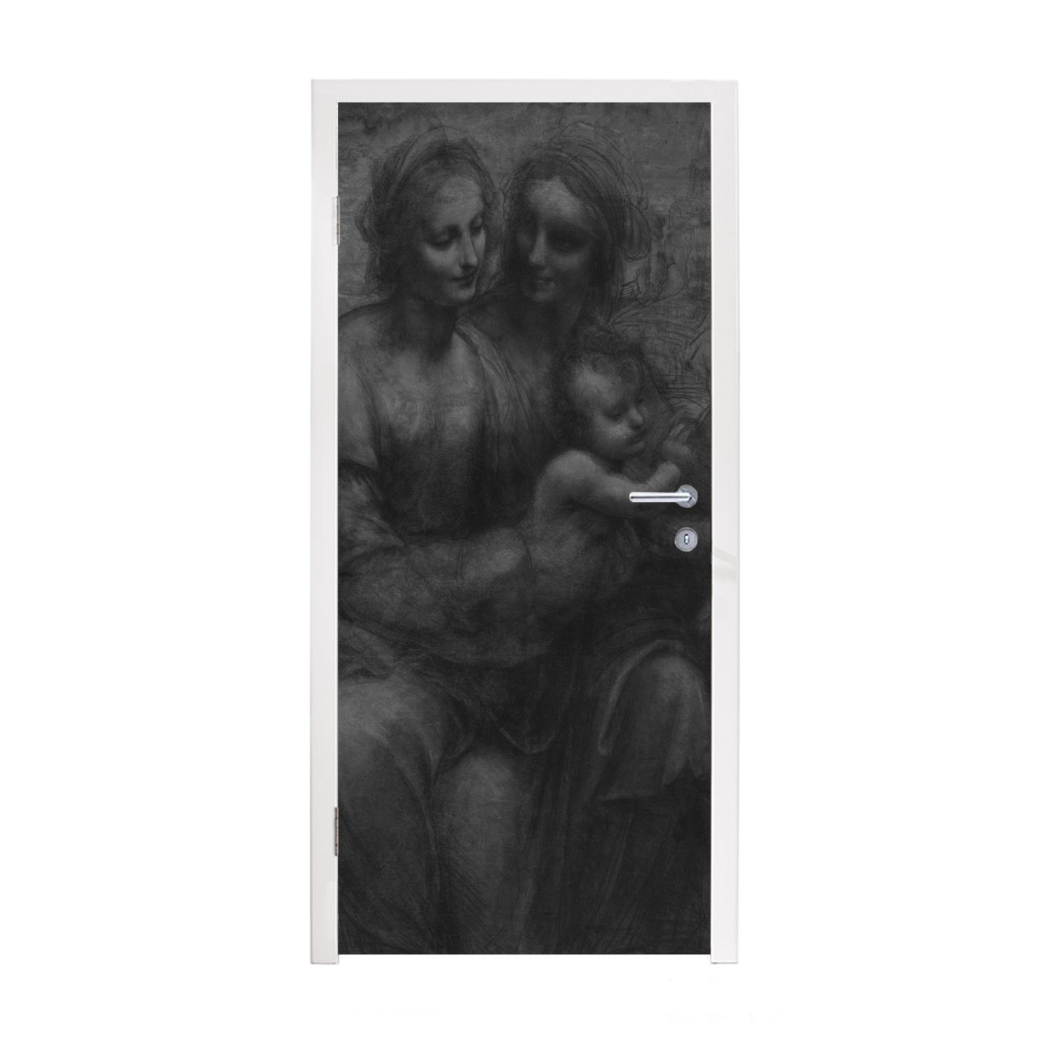 die - Maria (1 Anna MuchoWow und Kind bedruckt, mit Fototapete Heilige Türtapete Türaufkleber, Leonardo cm da Tür, für Vinci, 75x205 St), Matt,