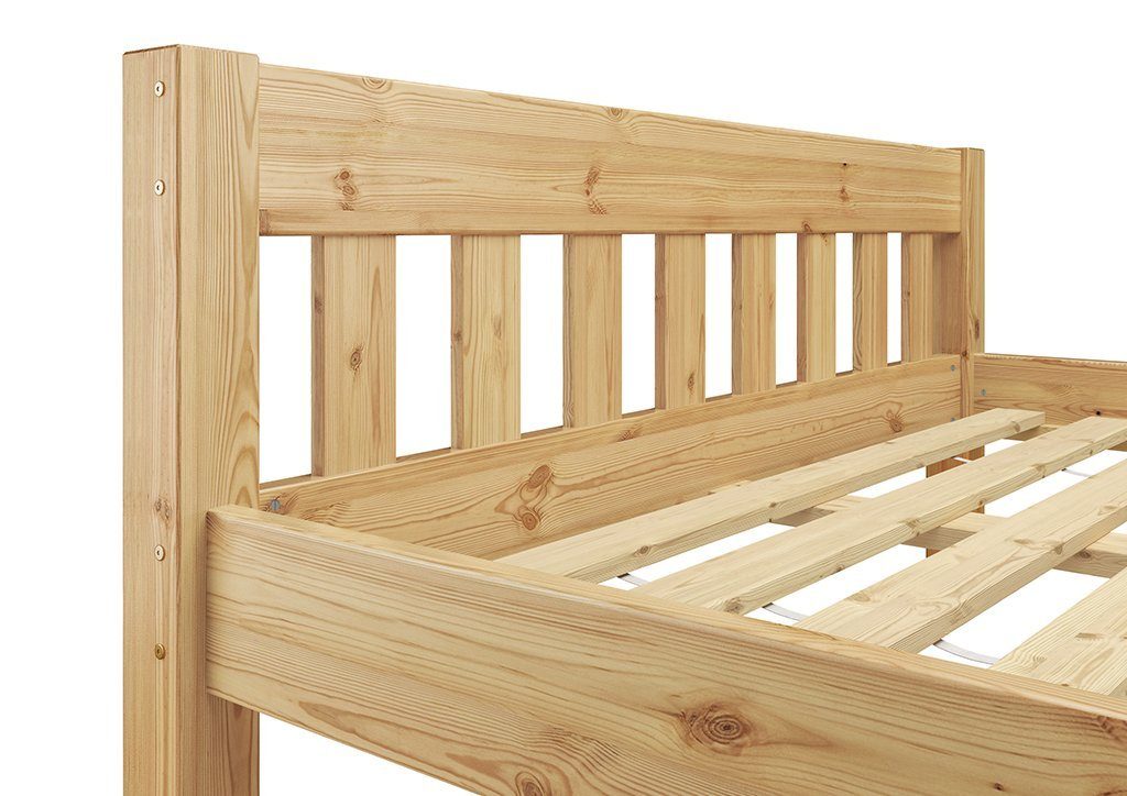 Massivholzbett Doppelbett Kieferfarblos und Rost mit Matratze, 140x200 Bett ERST-HOLZ Kiefer lackiert