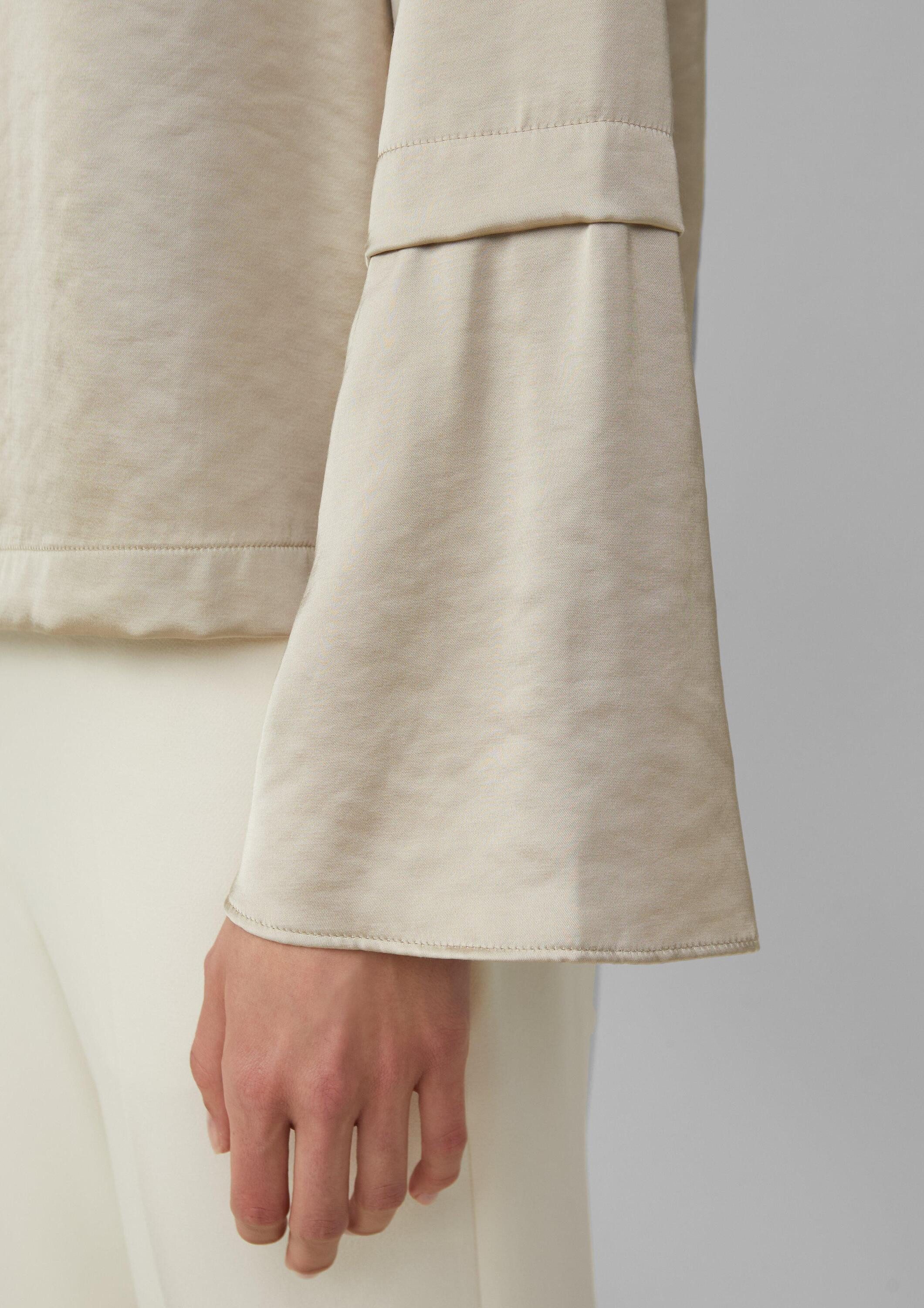 s.Oliver Langarmbluse Bluse Satinbluse mit Volantärmeln und Bindedetail