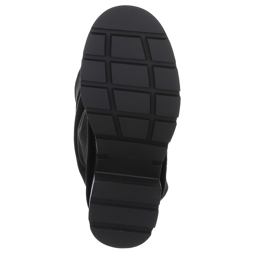 Ital-Design Schlupfstiefel mit Faltenoptik für Damen, Alltag & Freizeit Westernstiefel (90457851) Blockabsatz Flache Stiefel in Schwarz
