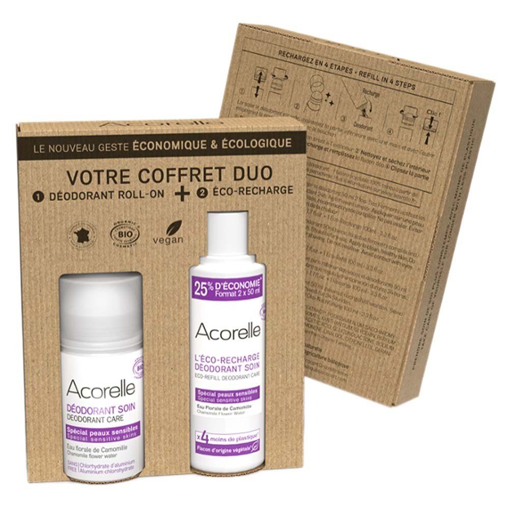 Acorelle Pflege-Geschenkset Duo Box - Sensible Haut Refill + Deo Roll-on 150ml