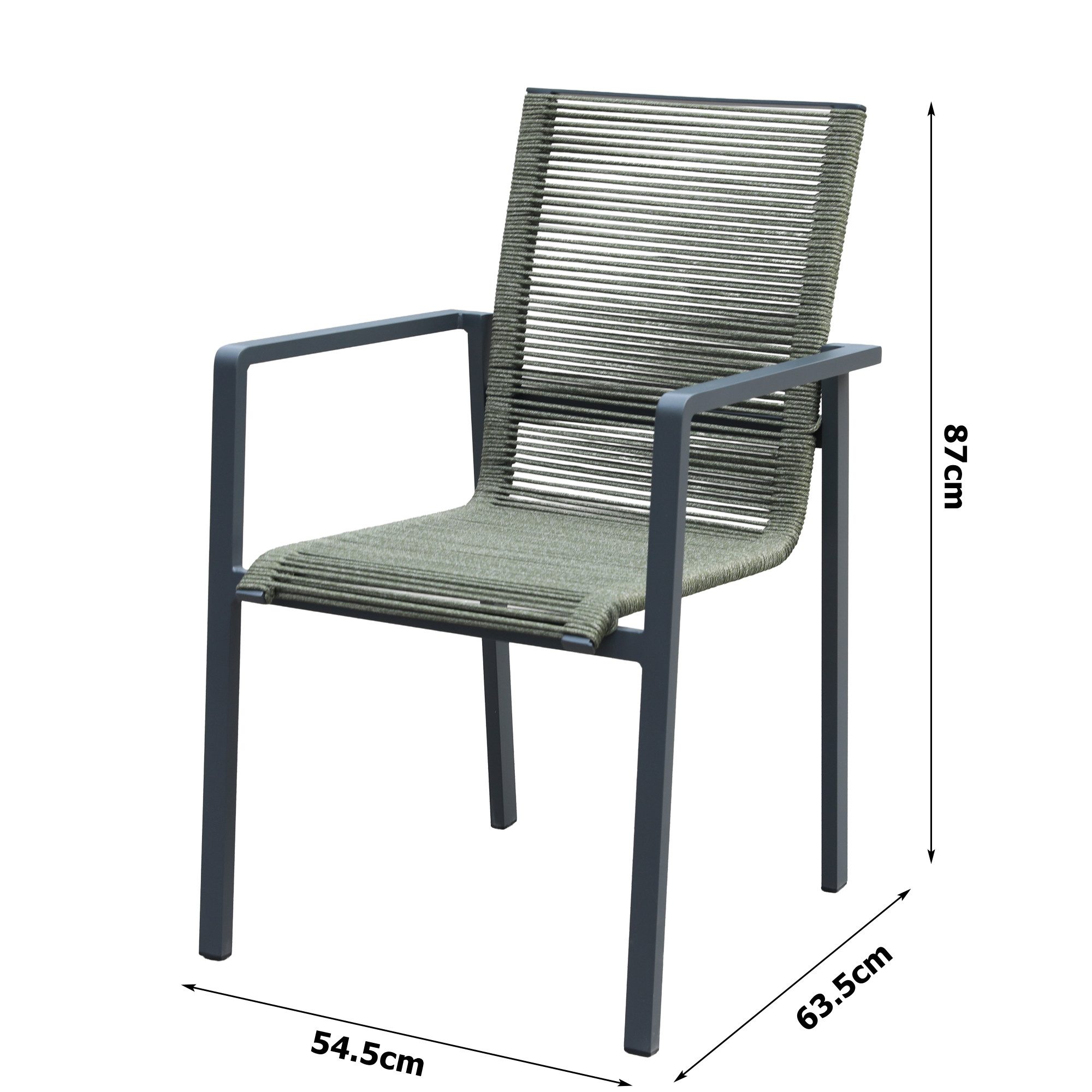 MANDALIKA Garden Gartensessel 6er Set Aluminium / Rope Stapelsessel Zoe