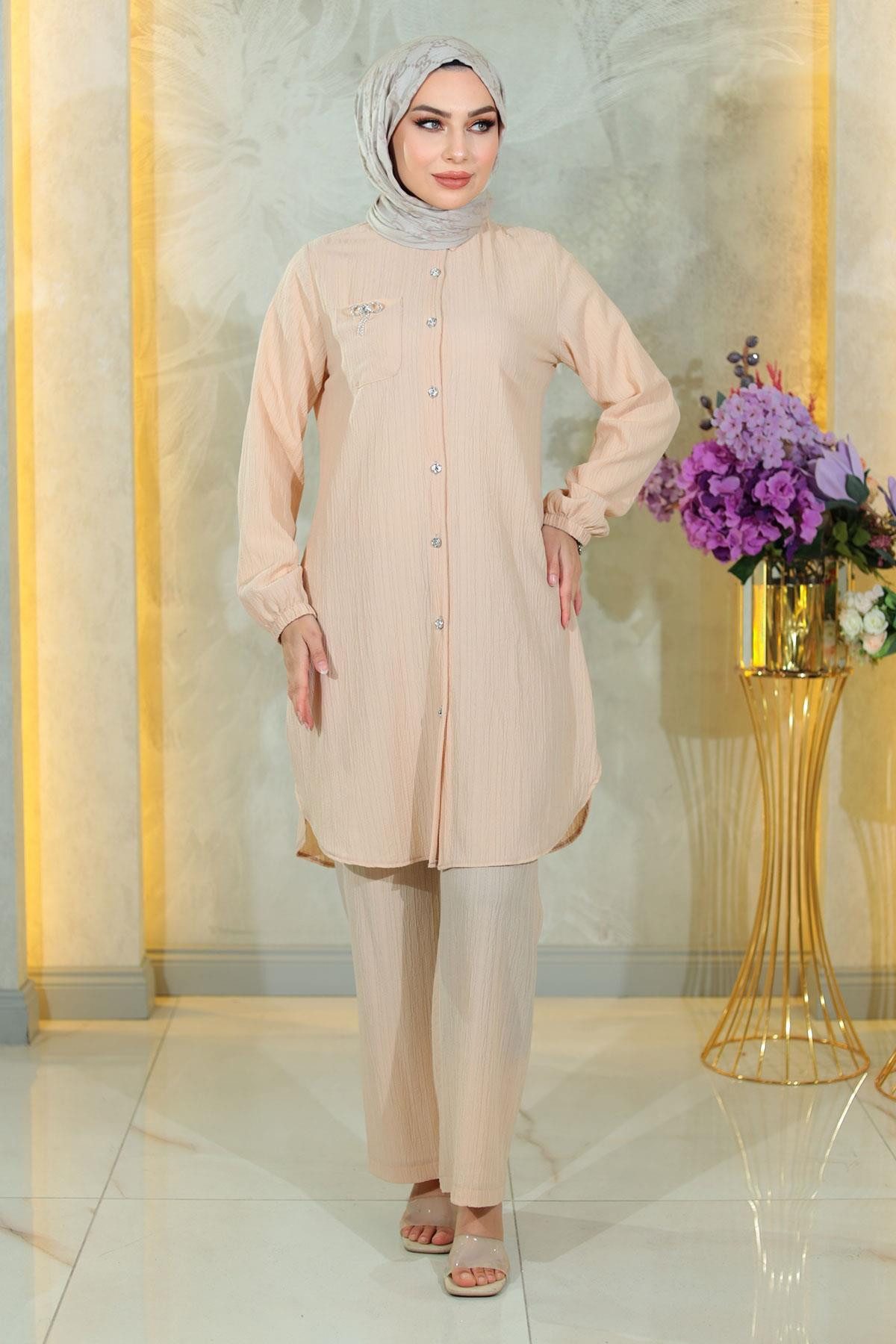 MODAMİHRAM Tunikakleid KleidGeknöpfter Brosche Detaillierter Anzug günstig online kaufen