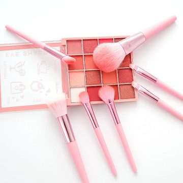 Mrichbez Kosmetikpinsel-Set 7 stücke Lidschatten Make-up Foundation Pinsel Rosa Set, 1 tlg., Puder Kosmetikpinsel Pinsel