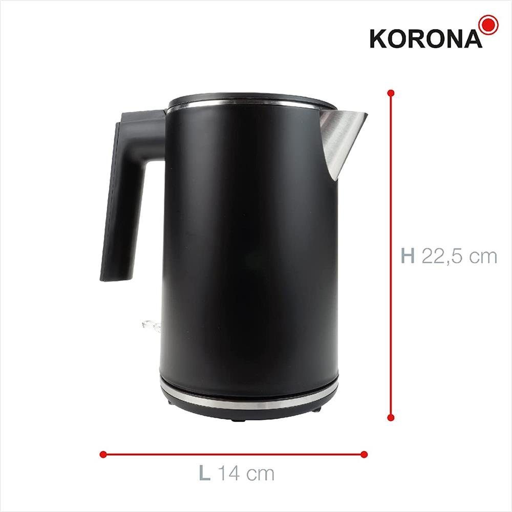 KORONA Wasserkocher 20119, Doppelwandig, 1 Liter, Wasserstandsanzeige, Cool Touch, beleuchtet