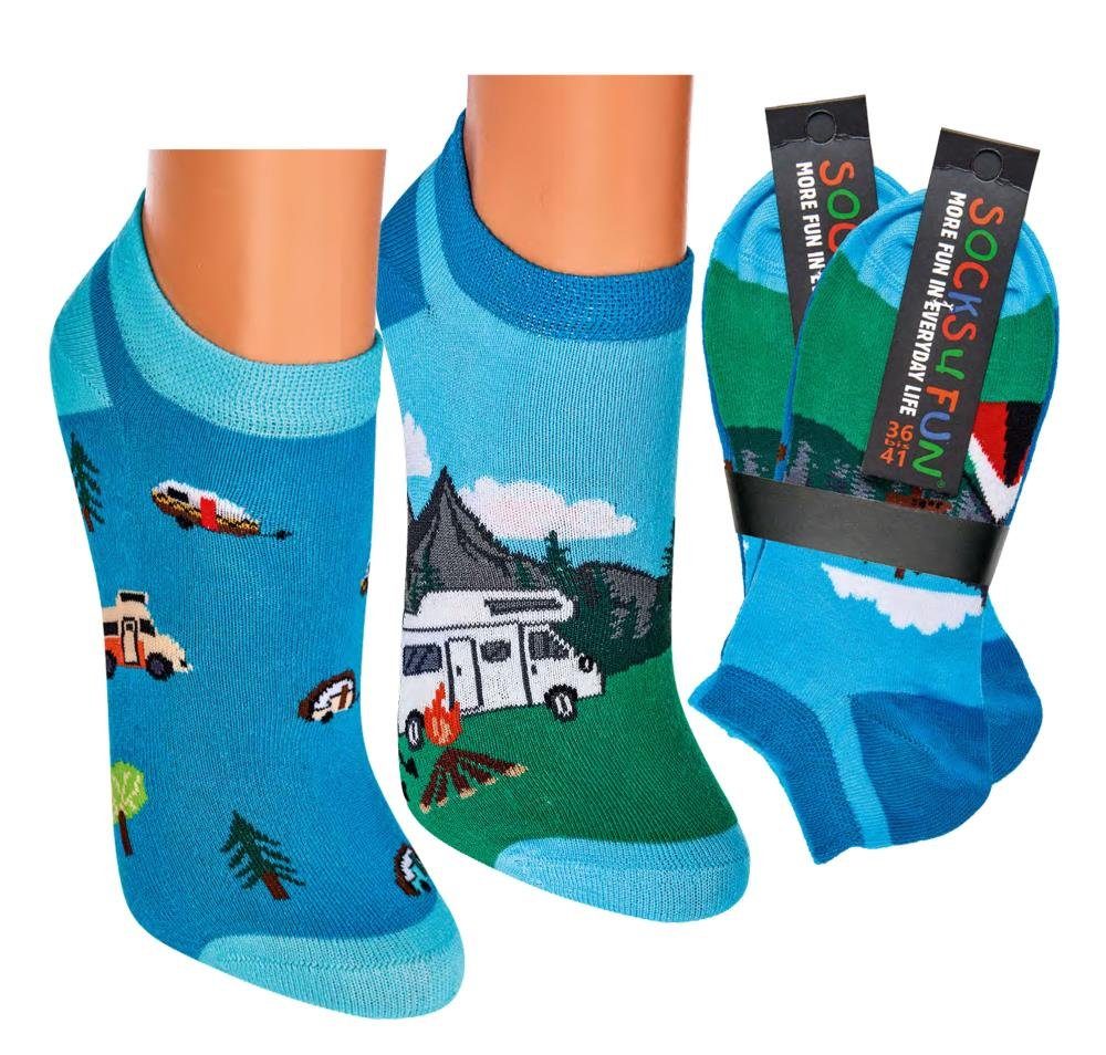 FussFreunde Sneakersocken 2 Paar witzige Fun Sneakersocken Spaß mit Socken lustige Geschenkidee (2 Paar) handgekettelte, softe Zehennaht