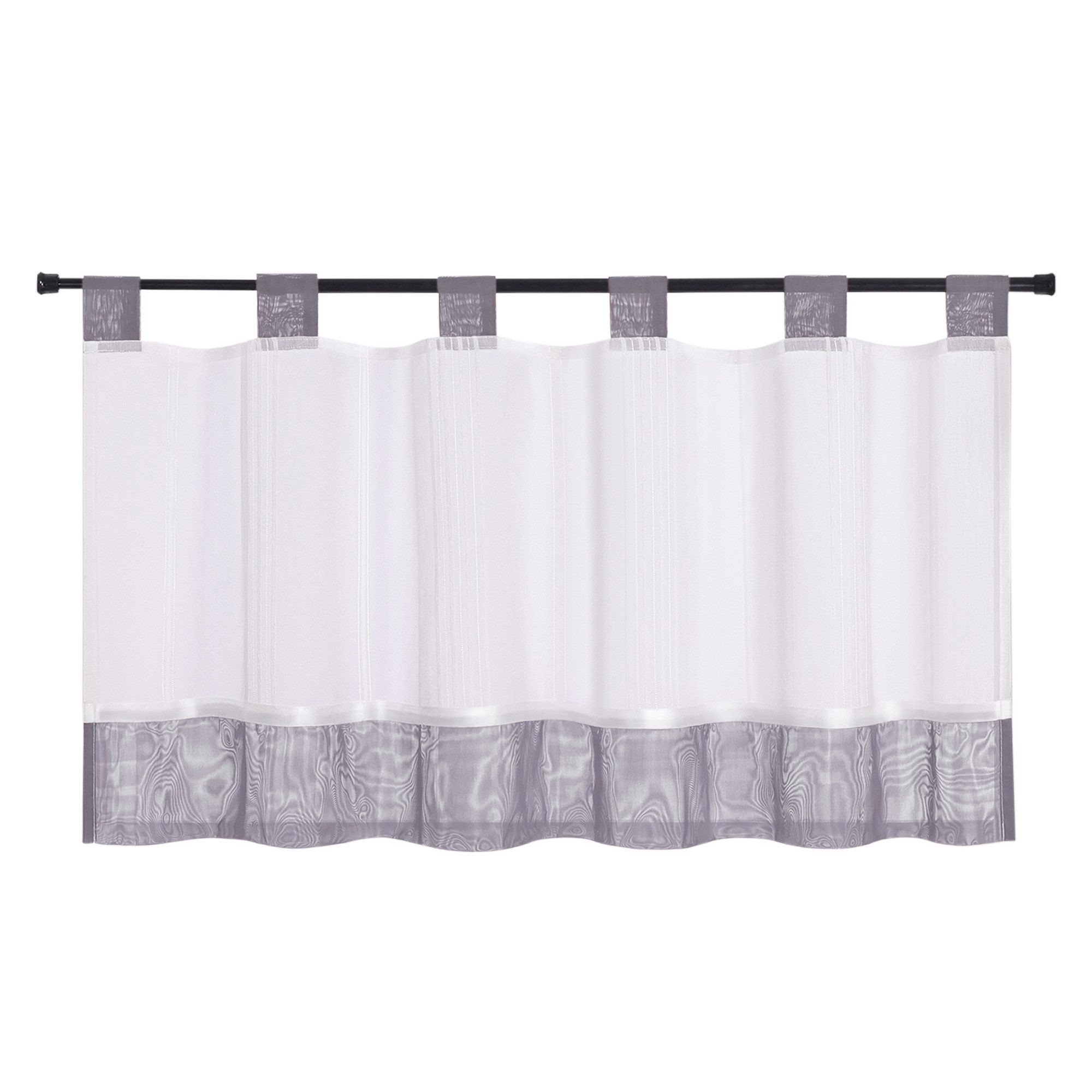 Joyswahl Scheibengardine (1 St), Schlaufen, transparent, Leinenoptik Landhausstil Cáfe Bistrogardinen Wohnzimmer