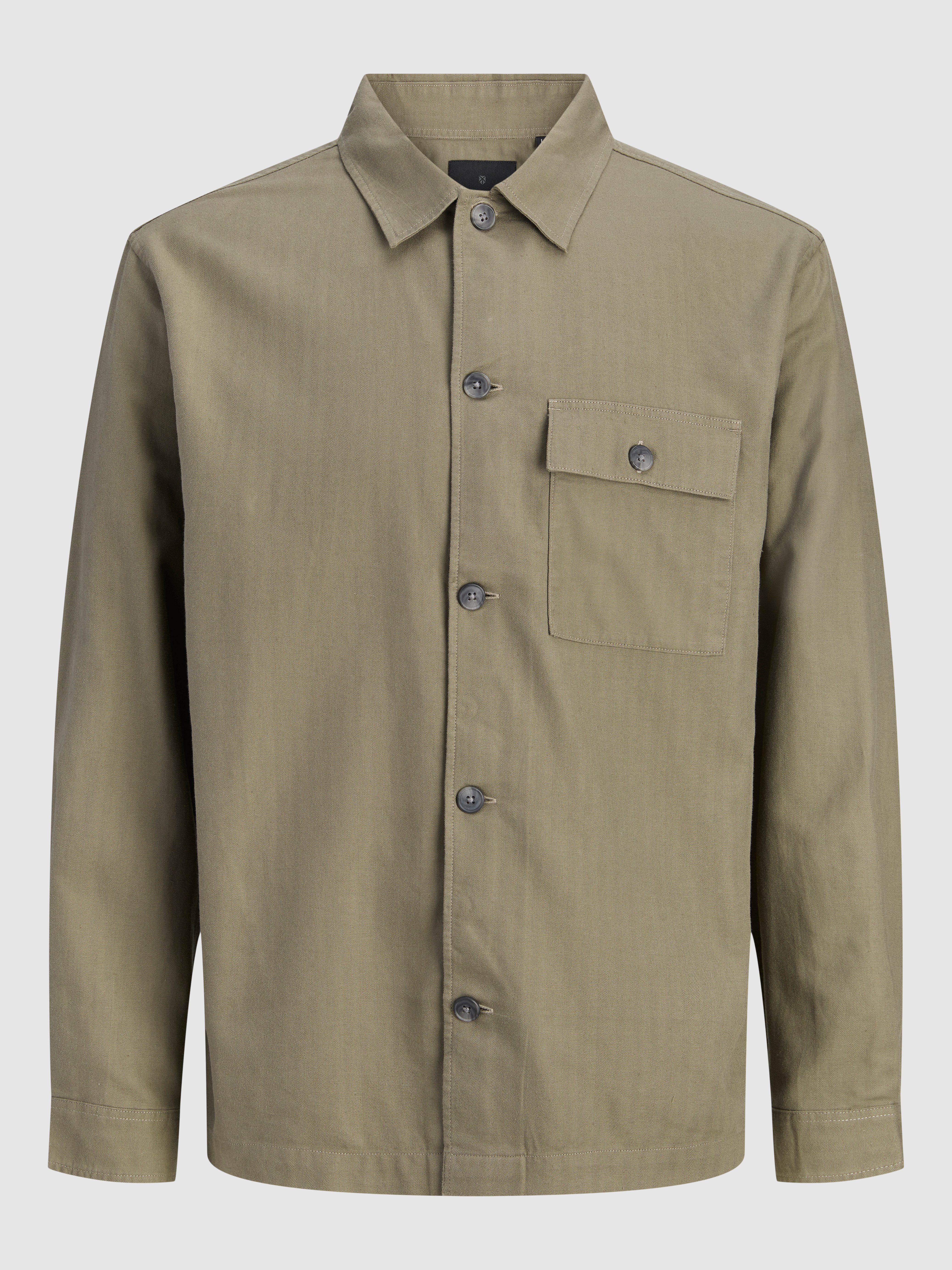 Jack & Jones Langarmhemd JPRBLATYLER HERRINGBONE L/S OVERSHIRT mit Brust Tasche