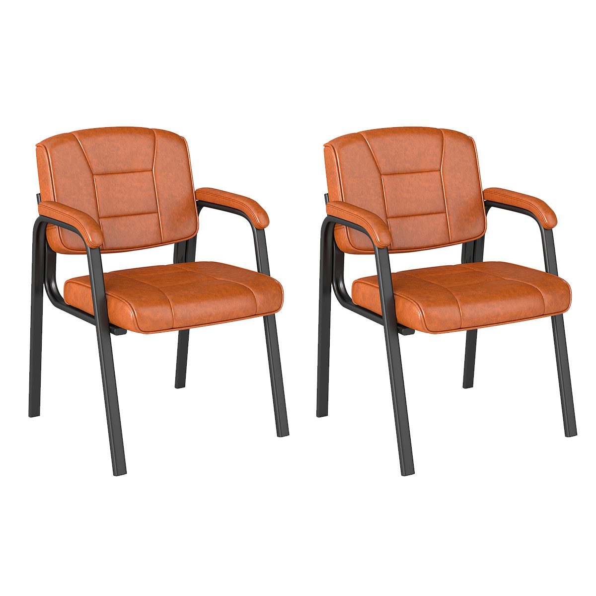 COSTWAY Bürostuhl (2 St), Konferenzstühle mit gepolsterten Armlehnen