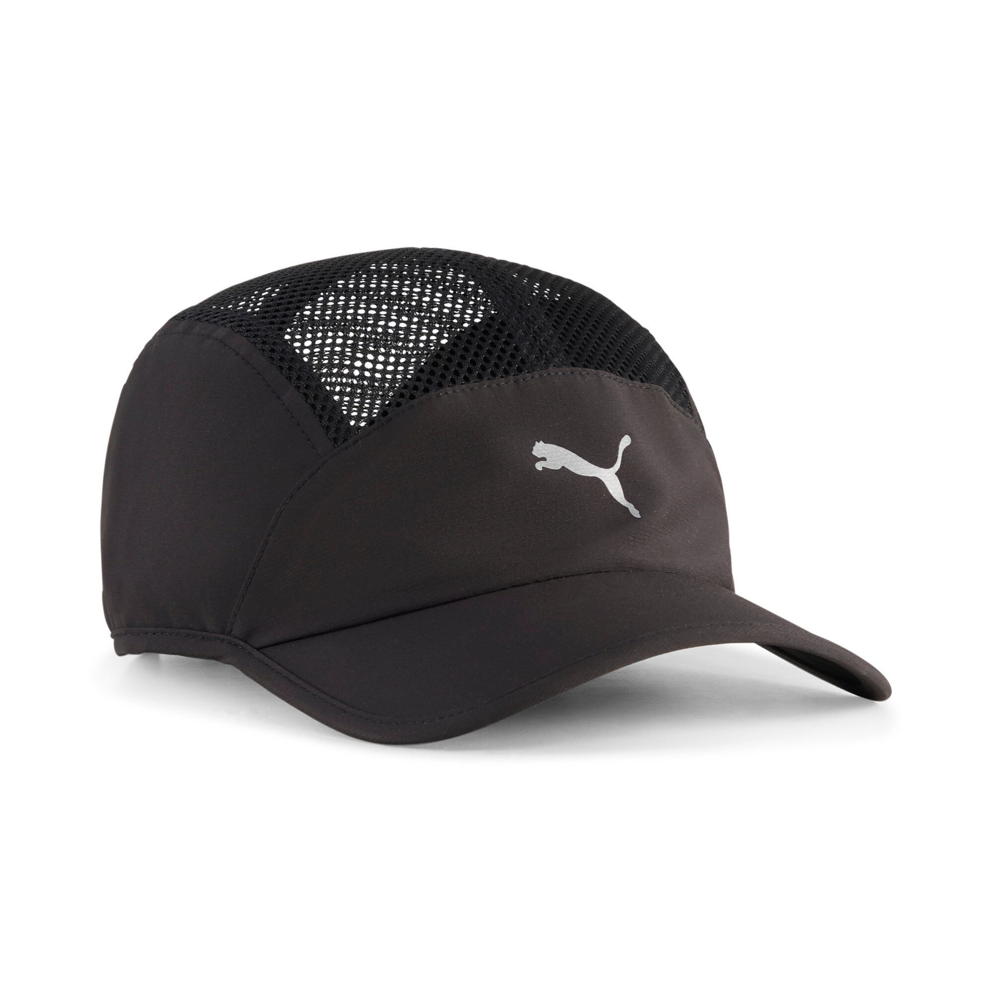 PUMA Baseball Cap SHORT VISOR MESH 5 PANEL CAP mit gebogenem Schirm, mit Mesh-Blenden, mit Bungee-Kordelverschluss