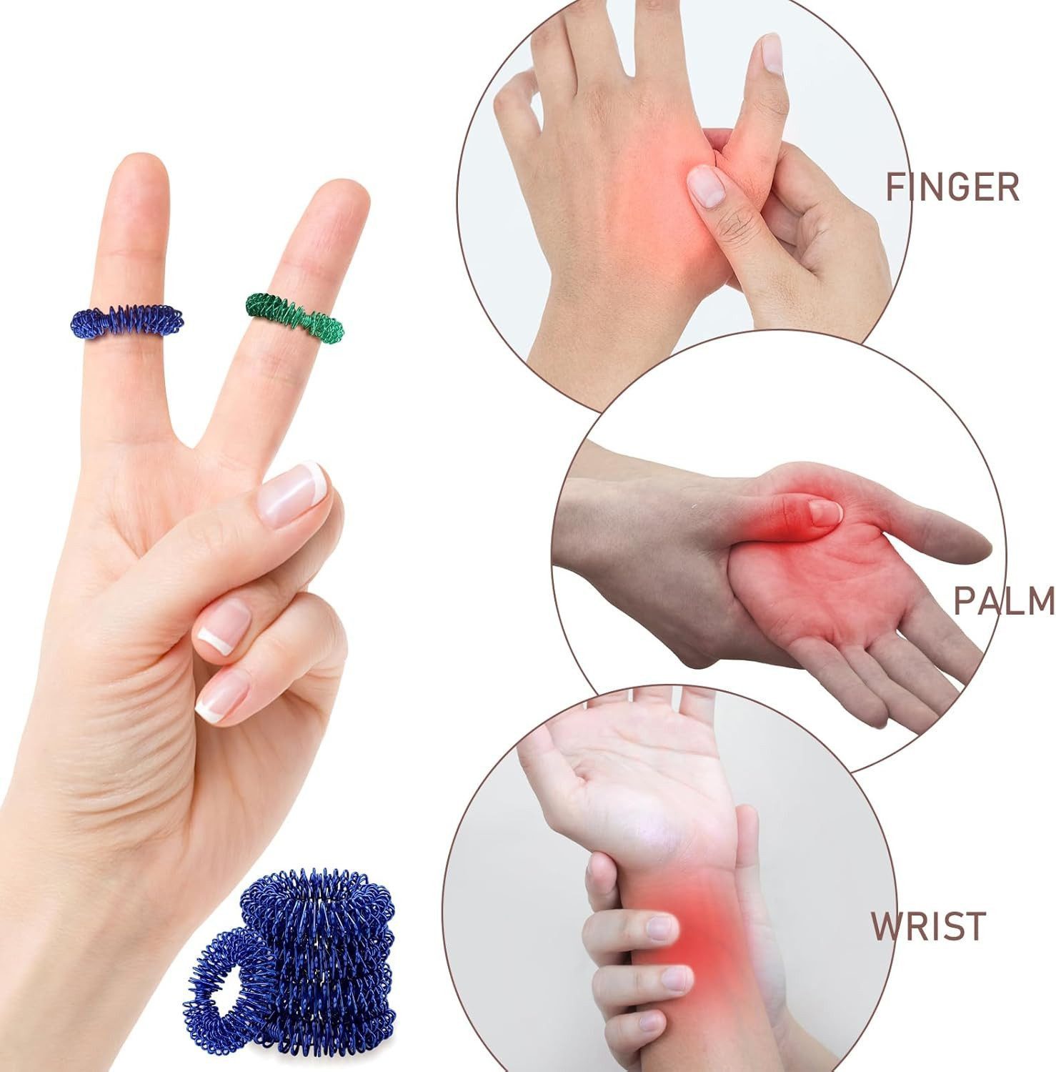 FELIXLEO Shiatsu-Akupressurgerät Massageringe für Finger, 8 Farben Stachelige Sensorische