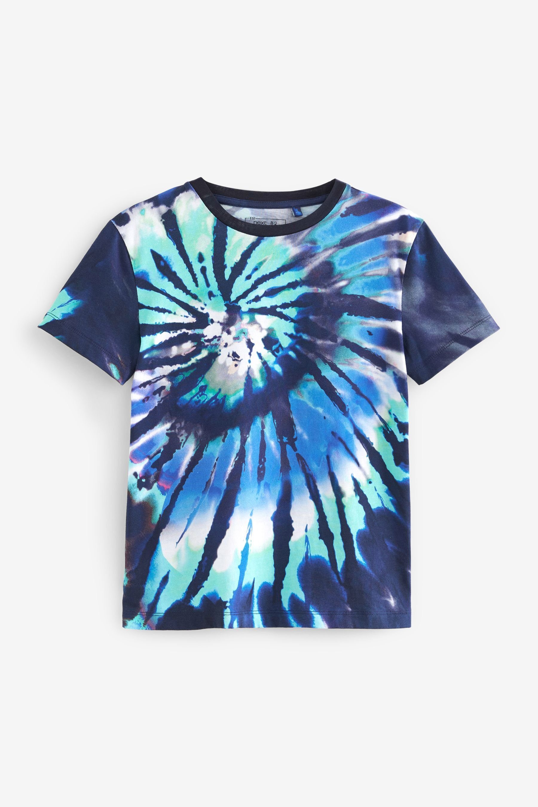 Next T-Shirt Kurzärmeliges T-Shirt mit durchgehendem Print (1-tlg) Navy Blue Tie Dye