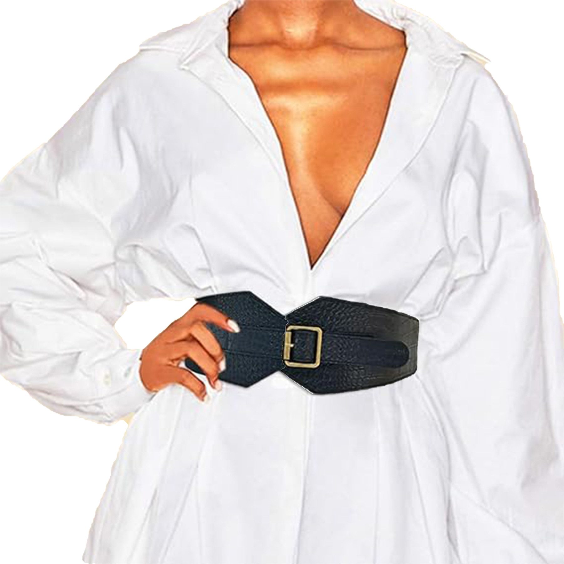 Mutig Taillengürtel Stretchgürtel,Eleganter Damen-Gürtel,Modisches Gürtel-Accessoire (Breiter Ledergürtel, Gürtel mit goldfarben-Schließe, vielseitiger Dekogürtel,Perfektes Accessoire für Kleider) Geeignet zum Kombinieren mit Röcken, Blusen, Anzügen, Trenchcoats usw