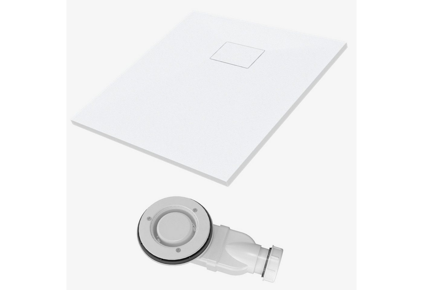 Thumbnail - AQUALAVOS Duschwanne 120x90 cm Duschwanne mit Ø 90 mm Ablaufgarnitur Flach Duschtasse, Sheet-Molding-Compound(SMC), Weiß...