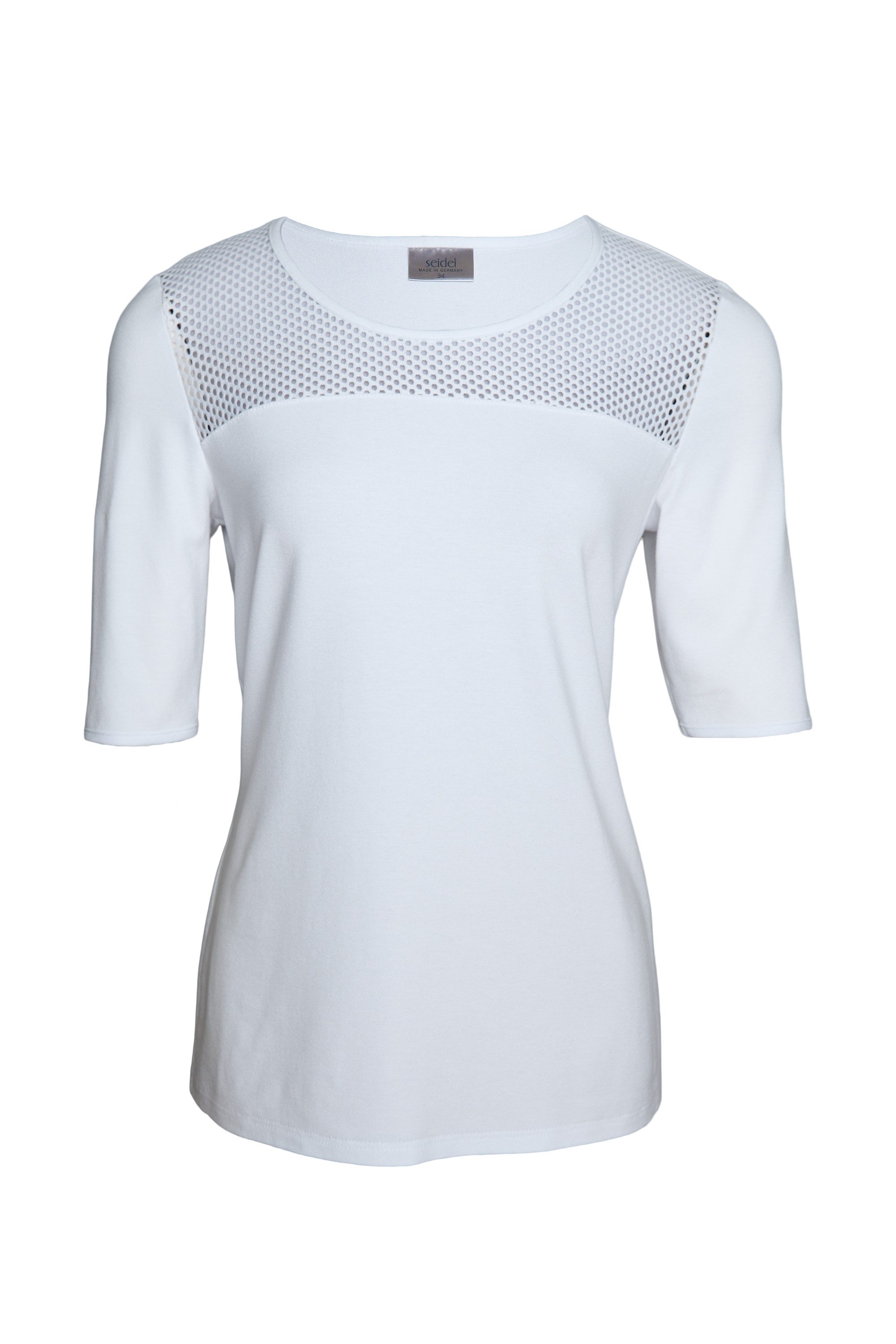 Seidel Moden Rundhalsshirt mit transparenten Lochmuster vorne - MADE IN GERMANY