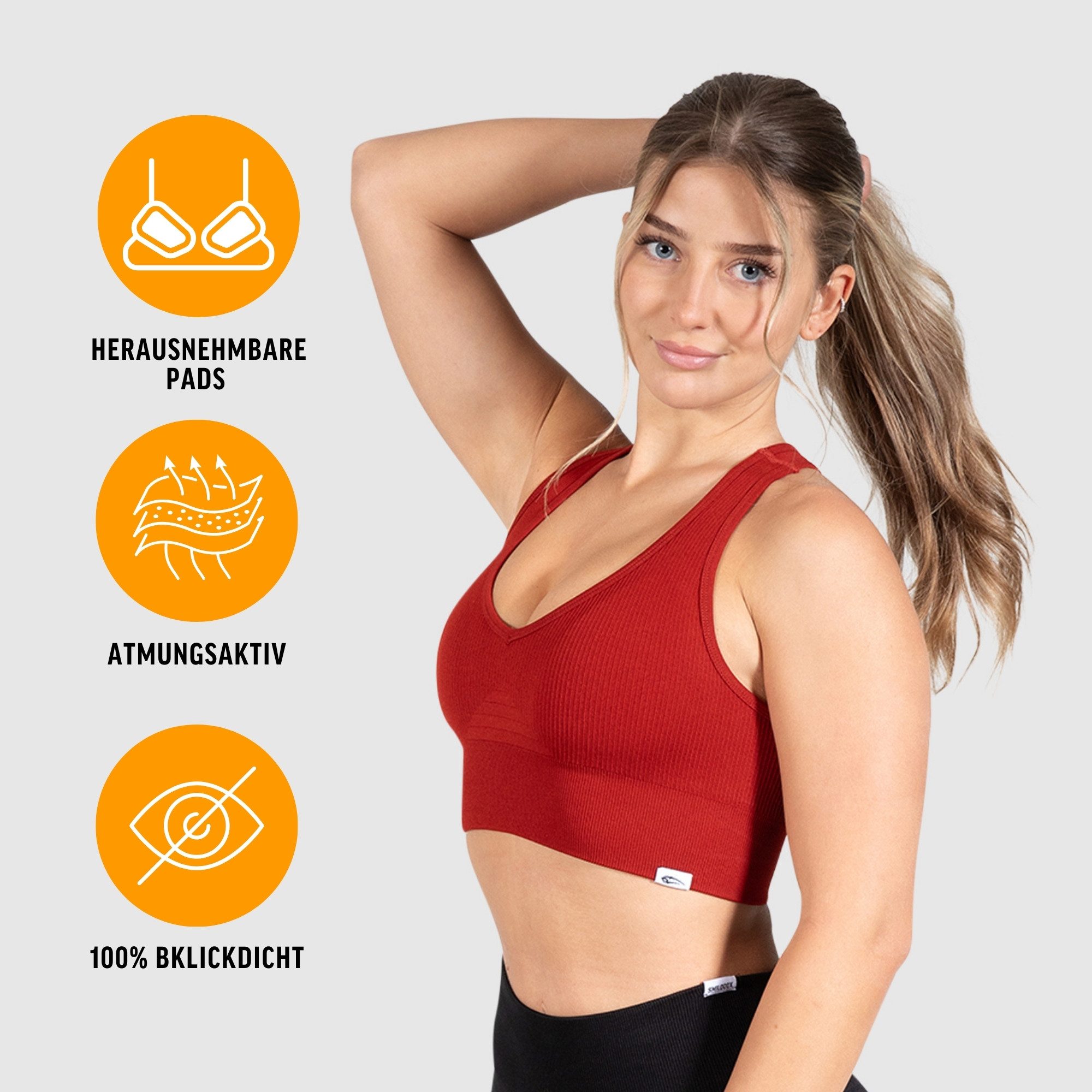 Smilodox Sport-BH Amaze Pro, Seamless Sport Bra Gerippter Stoff Fitness Yog günstig online kaufen