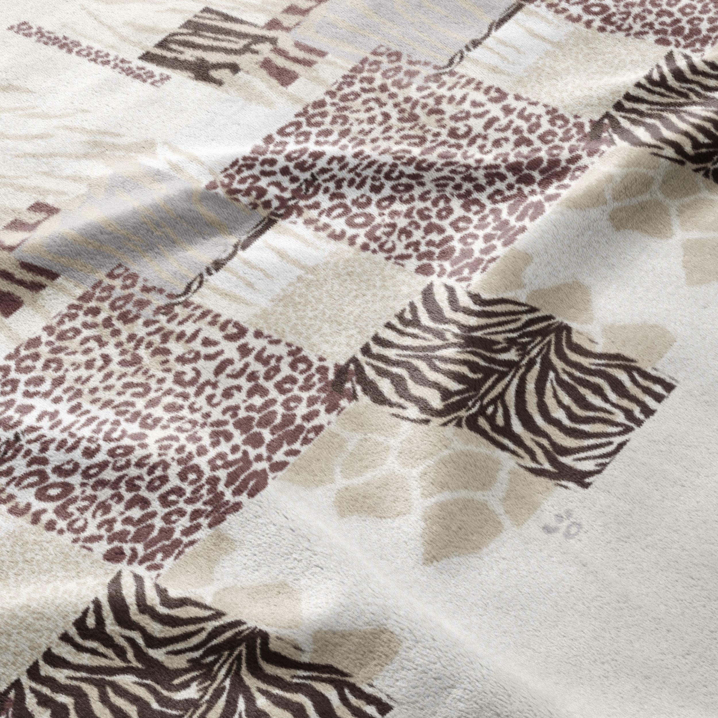 Leonado Vicenti Bettwäsche 135x200 cm flauschig warm, Fleece, 2 teilig, Tierdruck im Patchwork Stil Leopard & Zebra – Bild 4 von 5