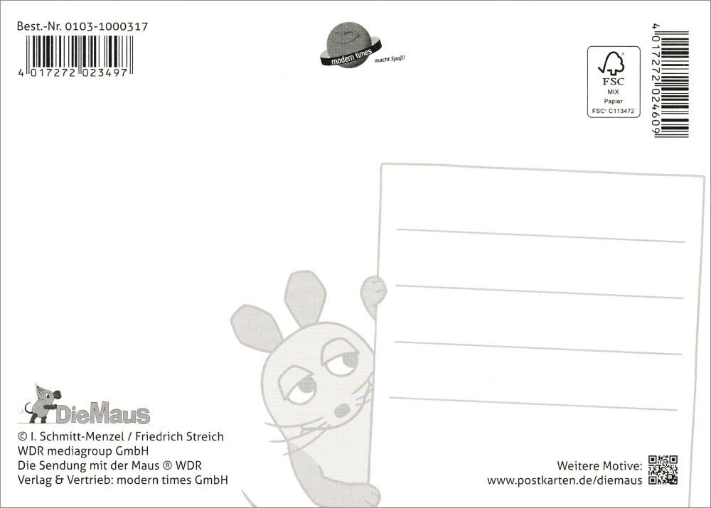 Postkarte Tortenschlacht" der Maus: "Sendung mit