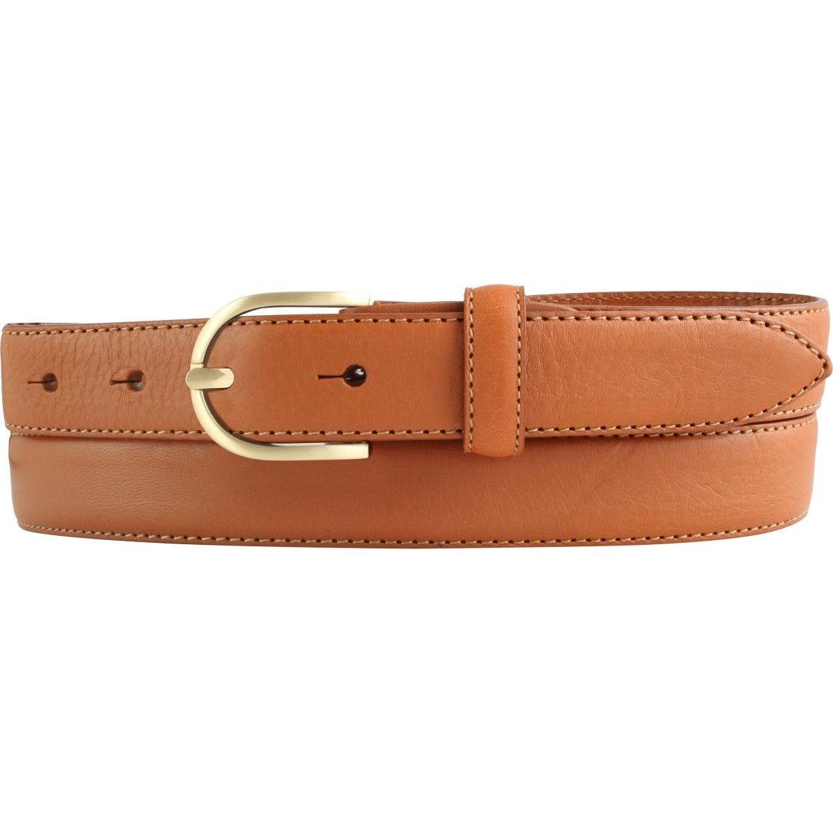 BELTINGER Ledergürtel Damen-Gürtel aus Vollrindleder 2,5 cm - Schmaler Gürtel für Damen 25mm Tabac, Gold | Gürtel