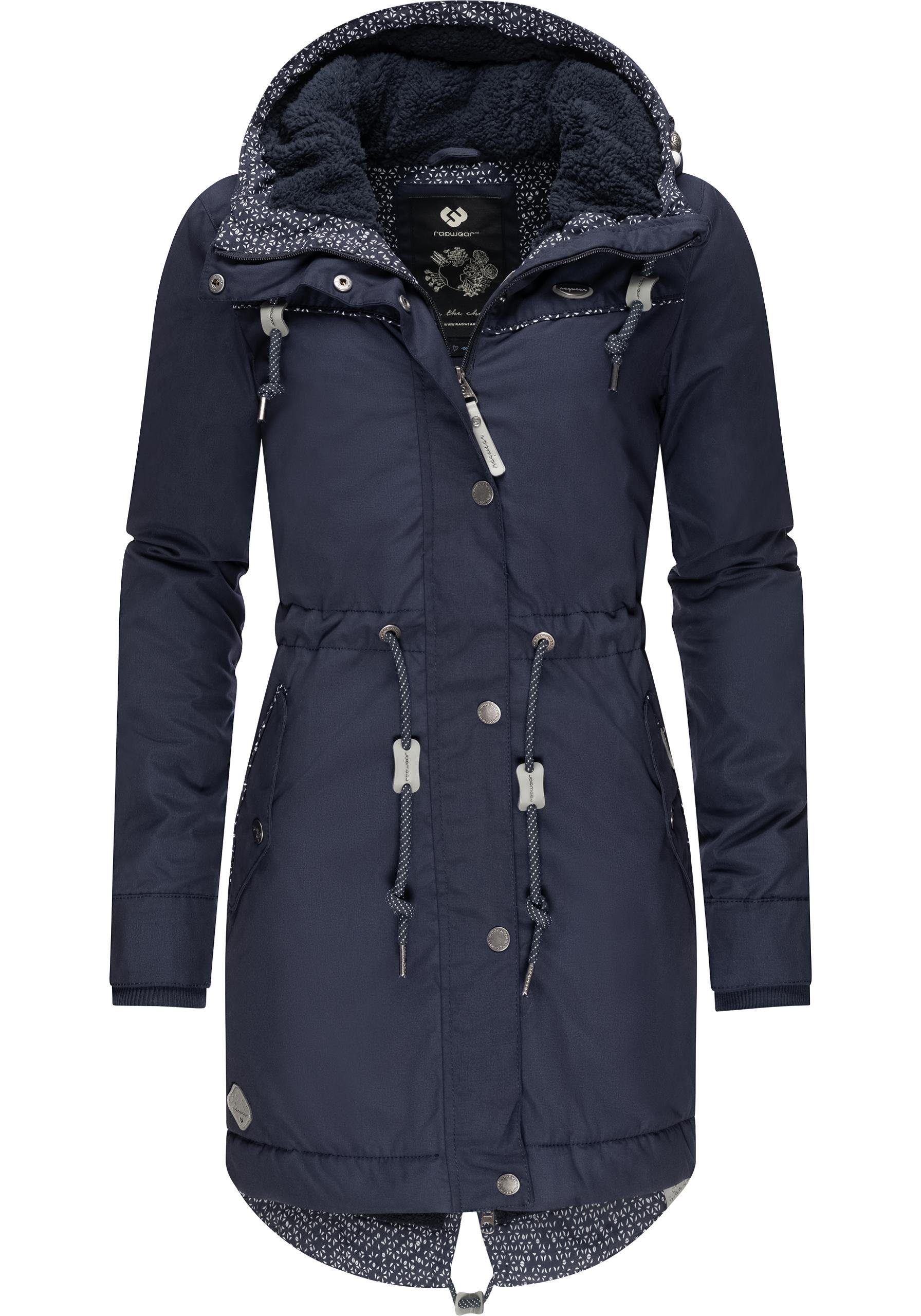 Canny Intl. gefütterter Kapuze Damen Winterjacke blau mit Ragwear Parka Warm II