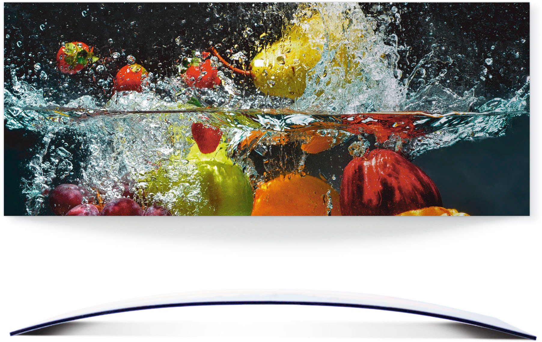 Artland Wandbild Spritzendes Obst auf dem Wasser, Lebensmittel (1 St), 3D  Optik gebogen | Poster