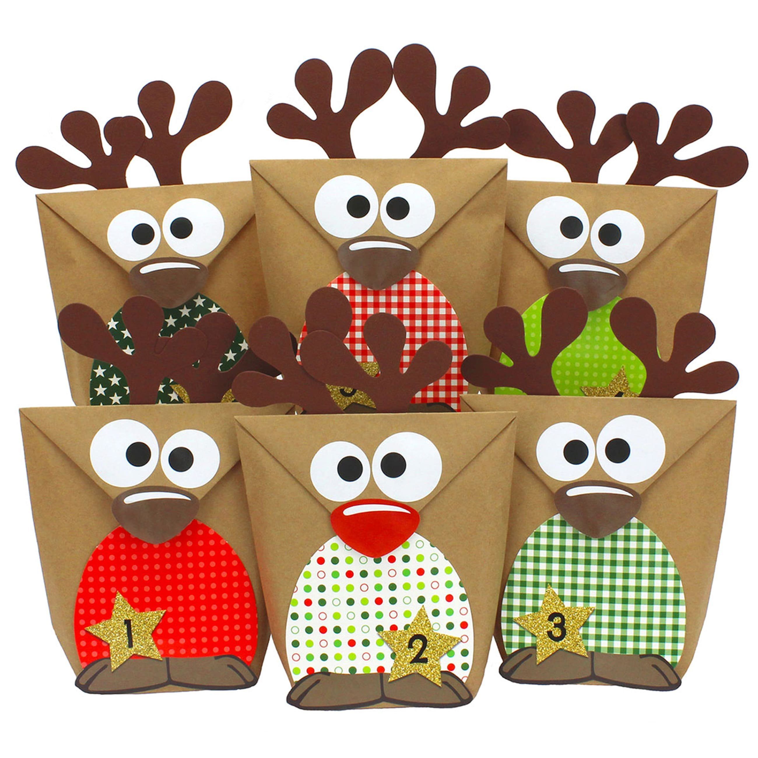 PAPIERDRACHEN Adventskalender Papierdrachen DIY Adventskalender zum Befüllen - Rentiere zum Basteln