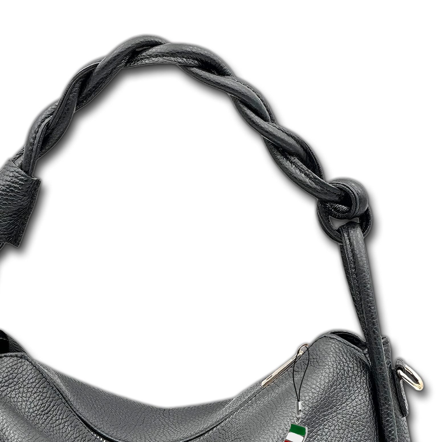 FLORENCE Handtasche Florence Echtleder Hobo Bag Damen schwarz (Handtasche), Damen Handtasche Leder, schwarz ca. 35cm x ca. 27cm hoch