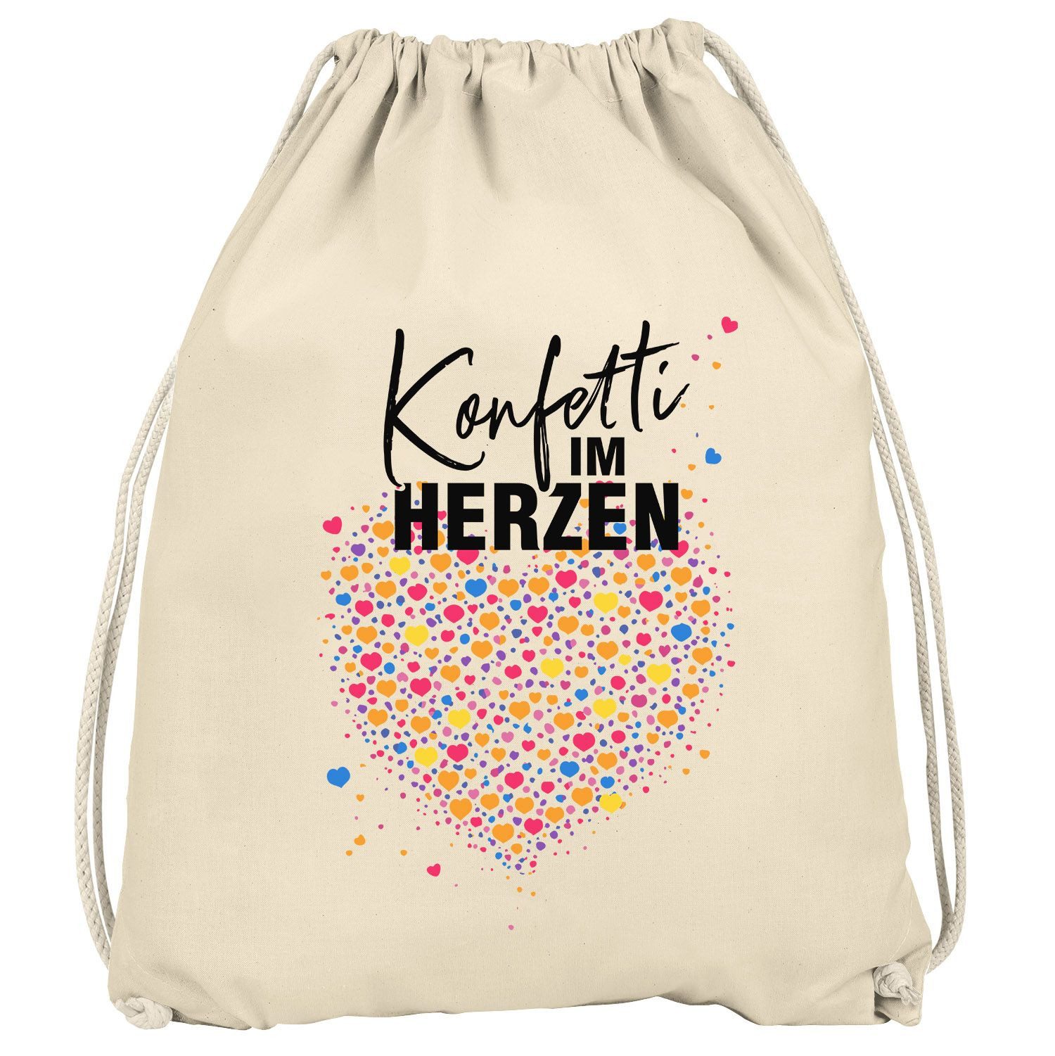 Turnbeutel Turnbeutel - Konfetti im Herzen - Accessoires Fasching Karneval