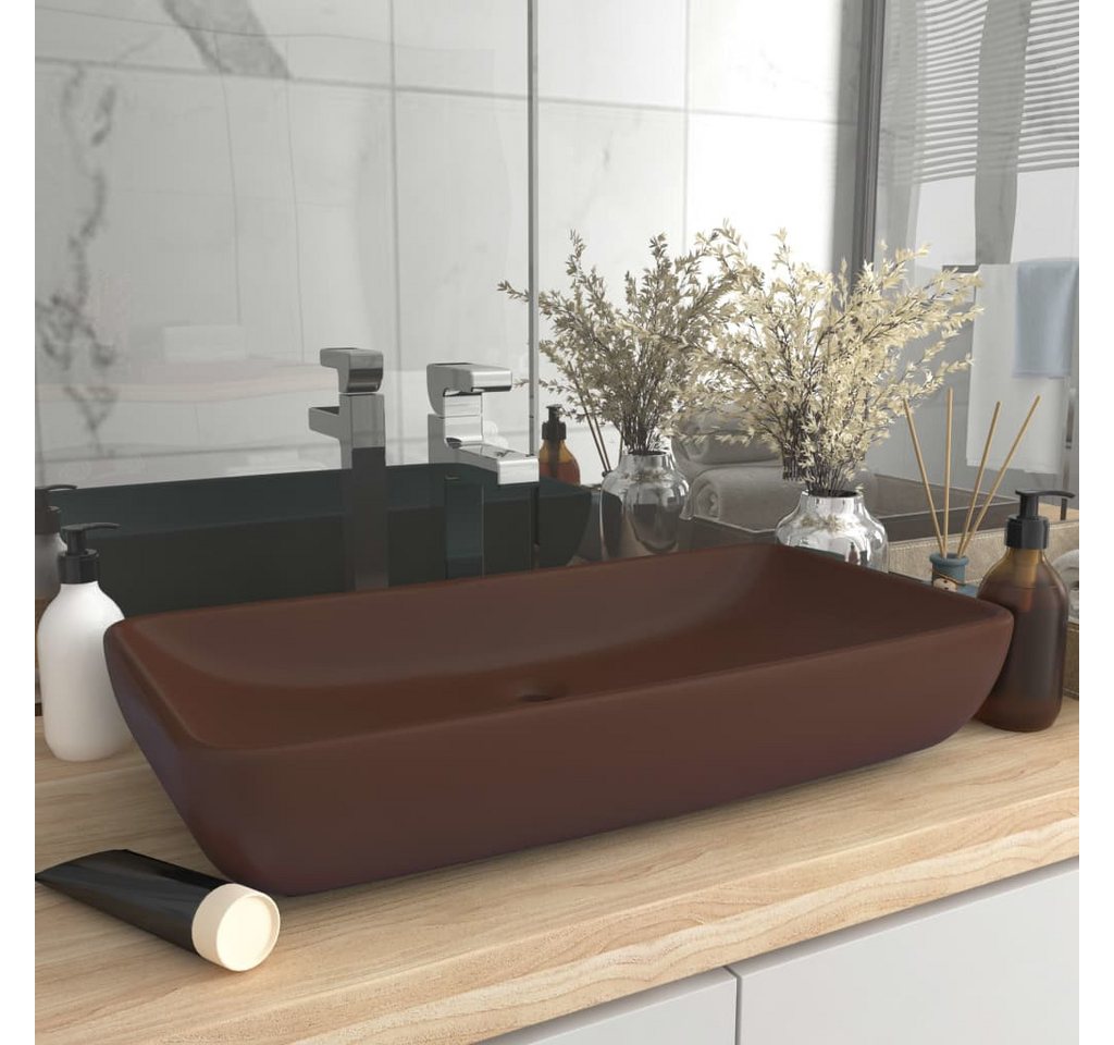 Thumbnail - vidaXL Waschbecken, Luxus-Waschbecken Rechteckig Matt Dunkelbraun 71x38 cm Keramik