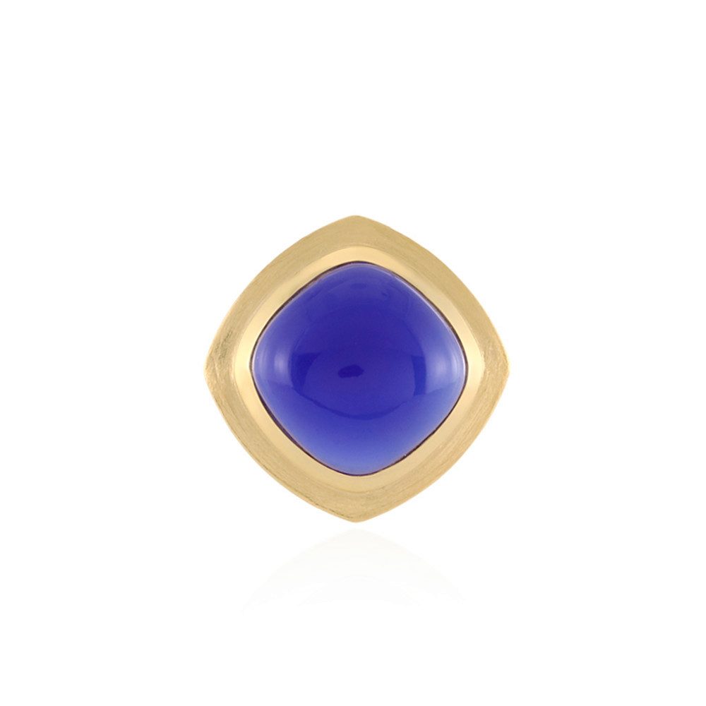 Cavill Kettenanhänger Blauer Chalzedon 7,37 ct Silberanhänger vergoldet, Kissen-Cabochon (1-tlg)