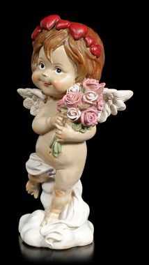 Figuren Shop GmbH Dekofigur Cherub Figur - Kleiner Engel mit Blumenstrauß - Putte Cherubim Dekoration