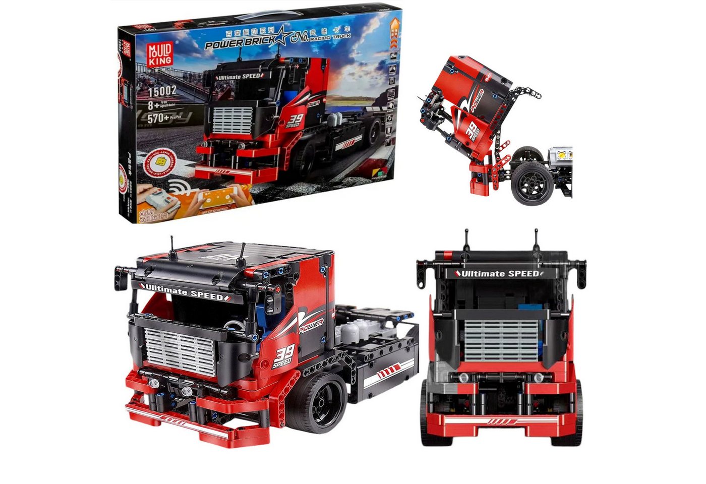 COIL Spielbausteine, Bausteinset, Bauklötze, RC-Truck, Spielbauklötze, (Modell: 15002, 570 St), ferngesteuerter LKW, Frequenz: 2,4 GHz, für Kinder ab 8 Jahren