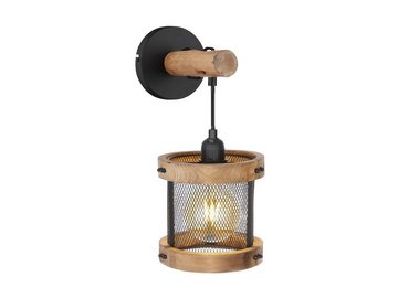 meineWunschleuchte LED Wandleuchte, LED wechselbar, warmweiß, innen, Holz-lampe hängend Industriedesign für Treppenhaus, Ø16cm