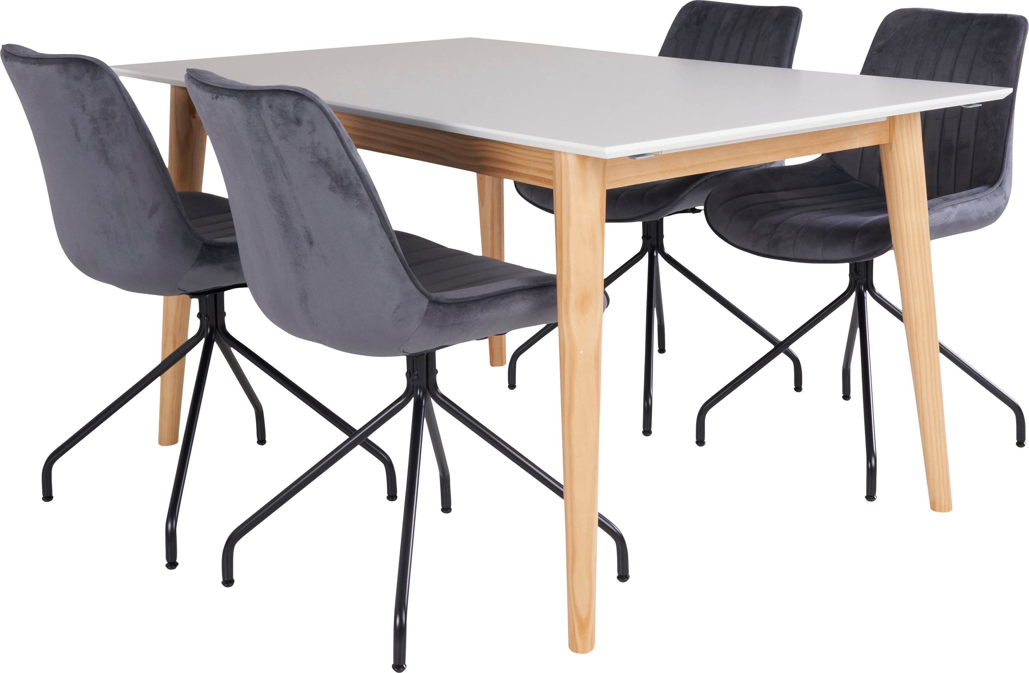 Homexperts Essgruppe Odense, (Set, 5-tlg), grau/weiß Tisch ausziehbarem mit